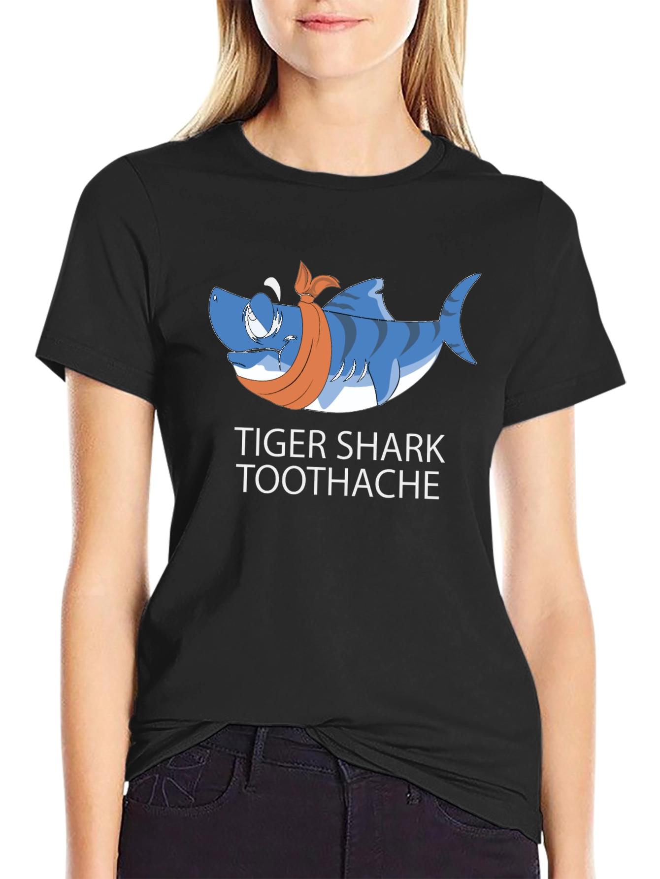 Tiger Shark Toothache Black T-Shirt