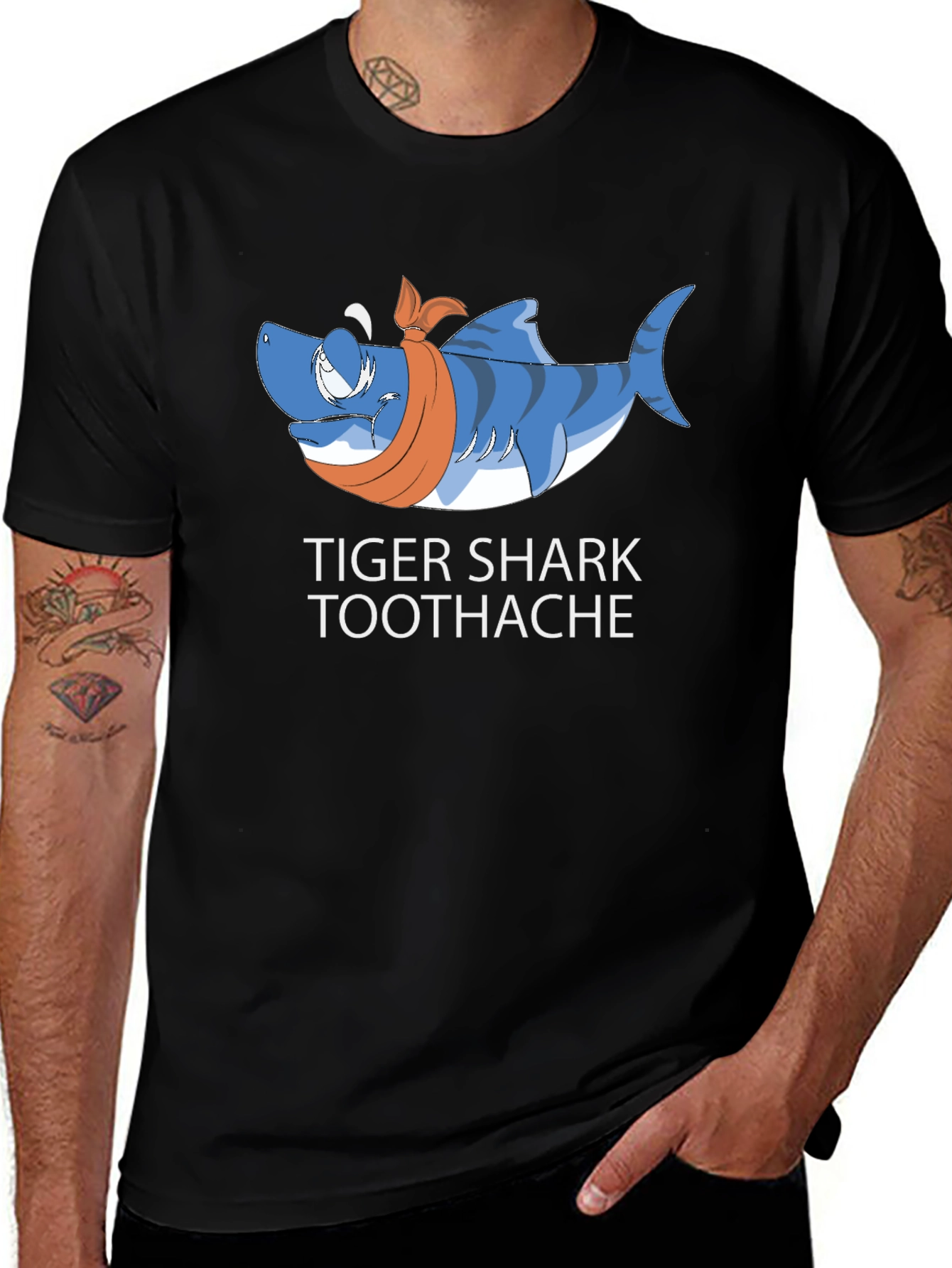Tiger Shark Toothache Black T-Shirt