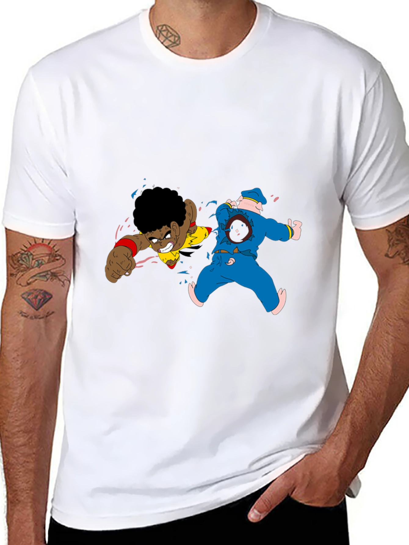 Cartoon Fight Black Tee