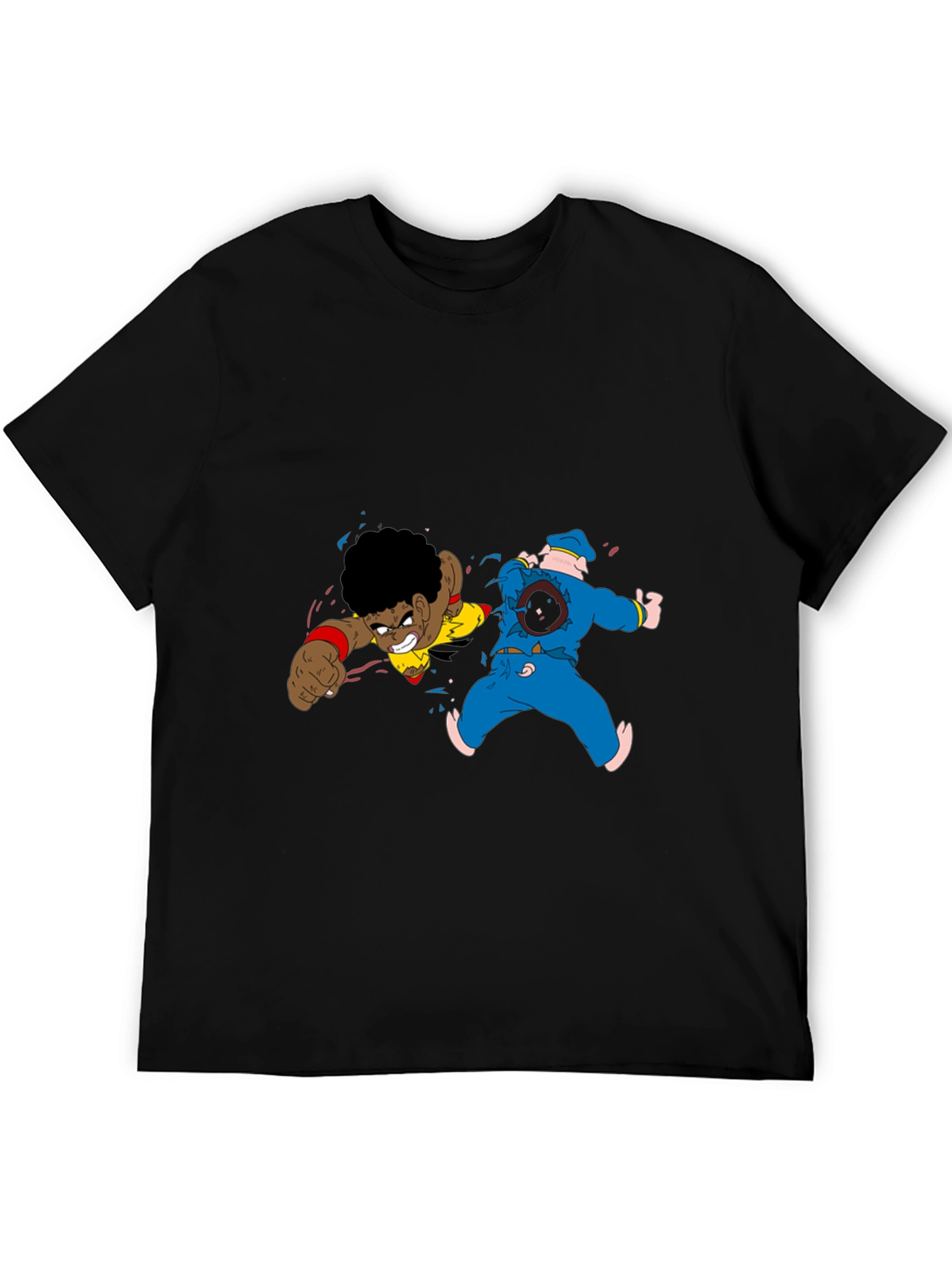 Cartoon Fight Black Tee