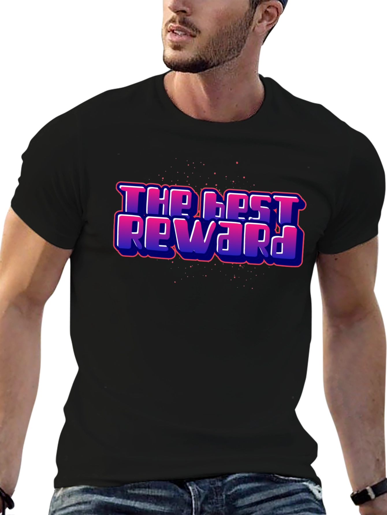 The Best Reward Graphic Print Black T-Shirt