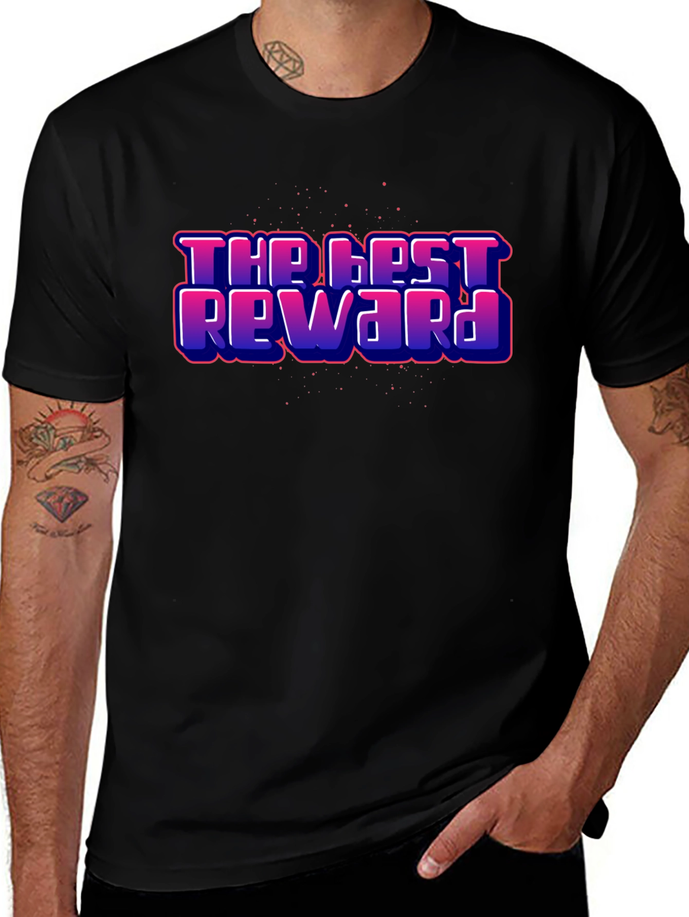The Best Reward Graphic Print Black T-Shirt