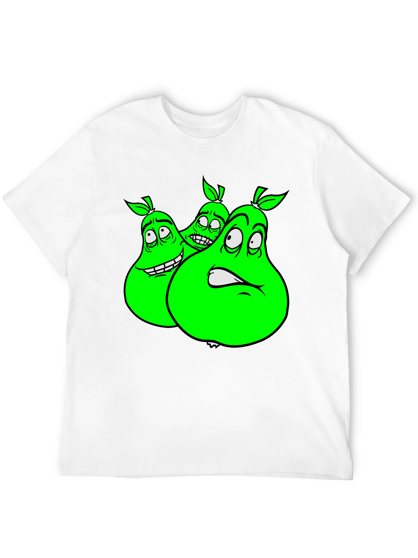 Cartoon Pear Graphic Tee - Funny Fruit T-Shirt