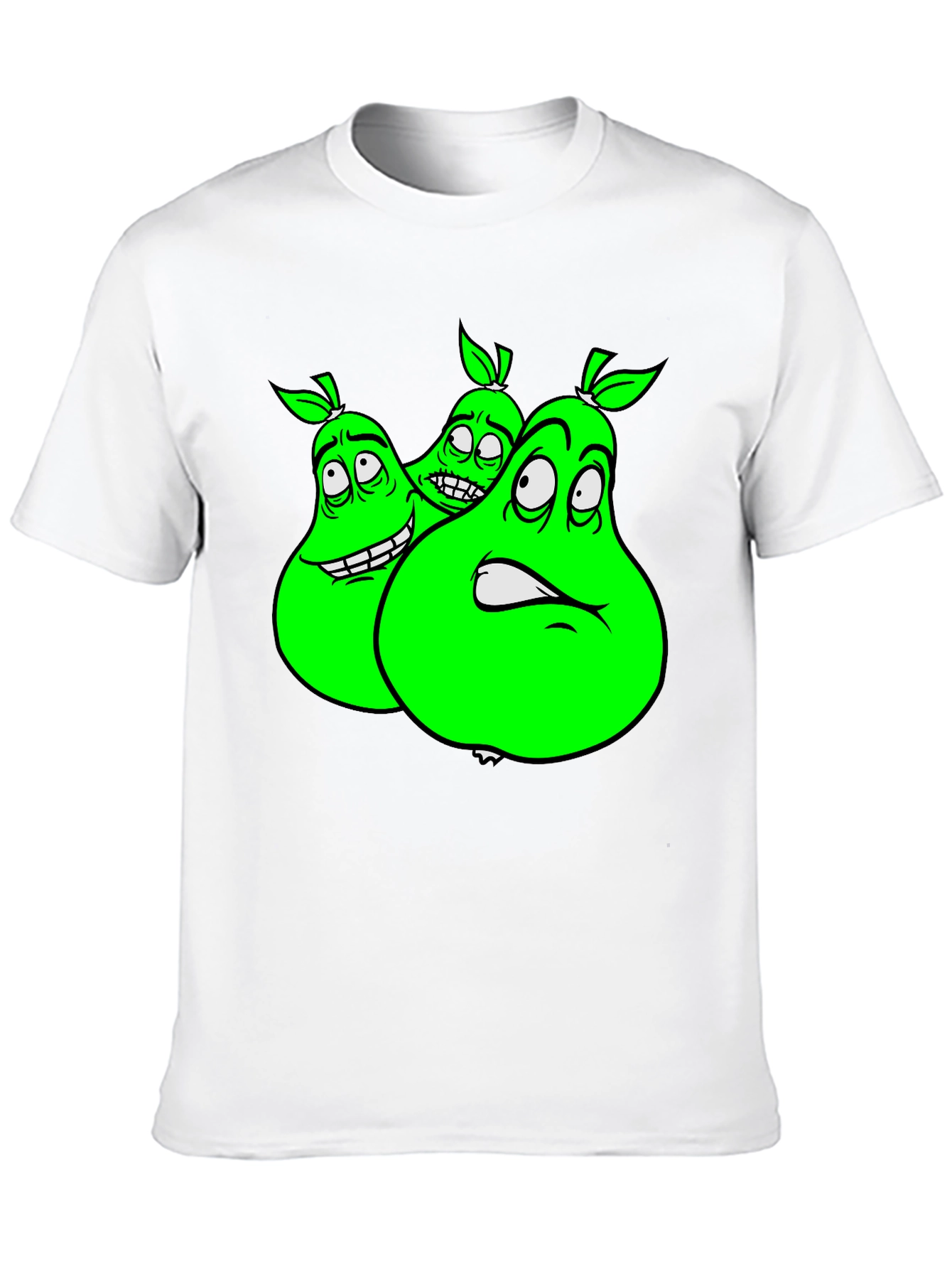 Cartoon Pear Graphic Tee - Funny Fruit T-Shirt