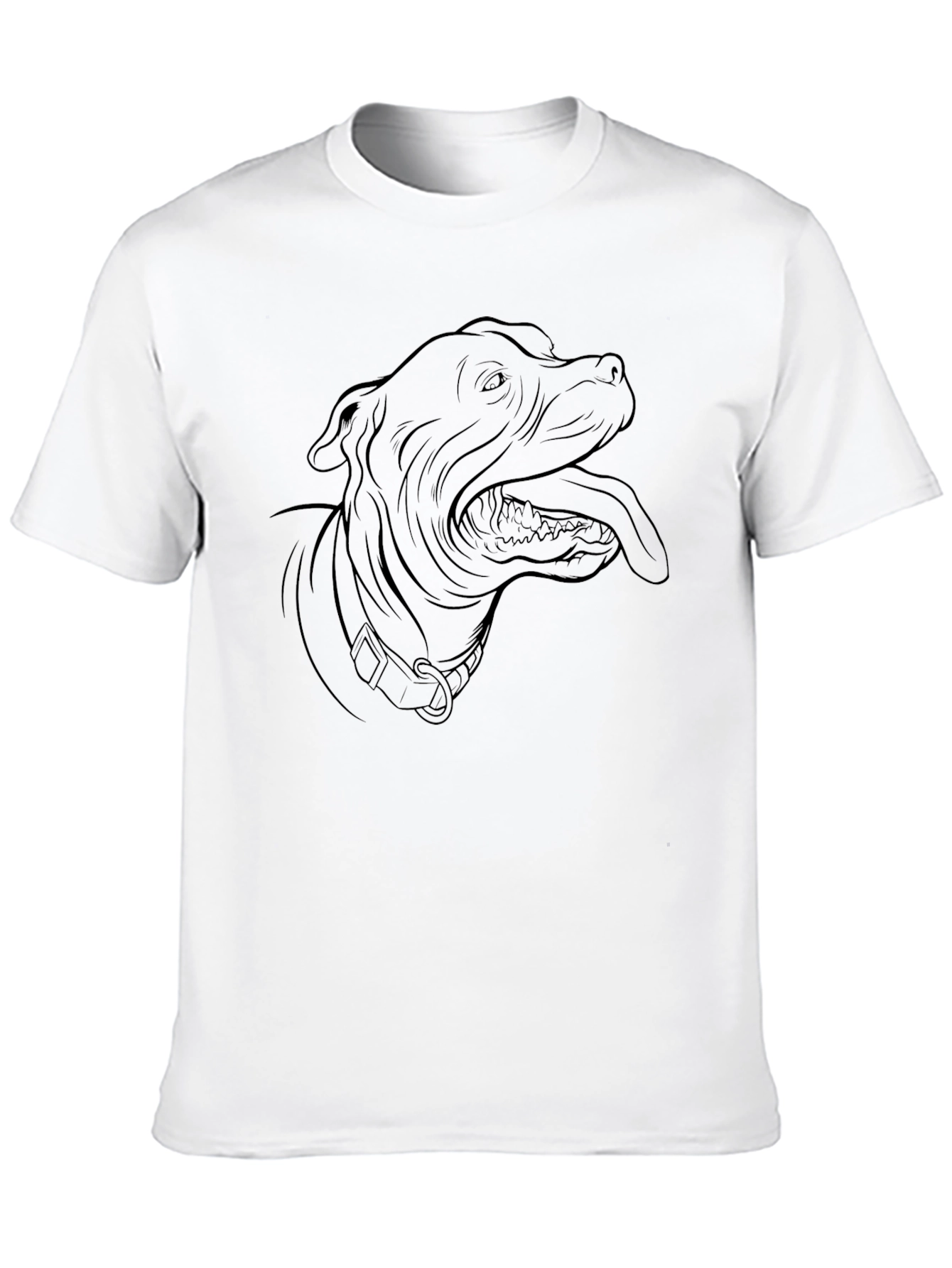 Pitbull Dog Outline Black T-Shirt
