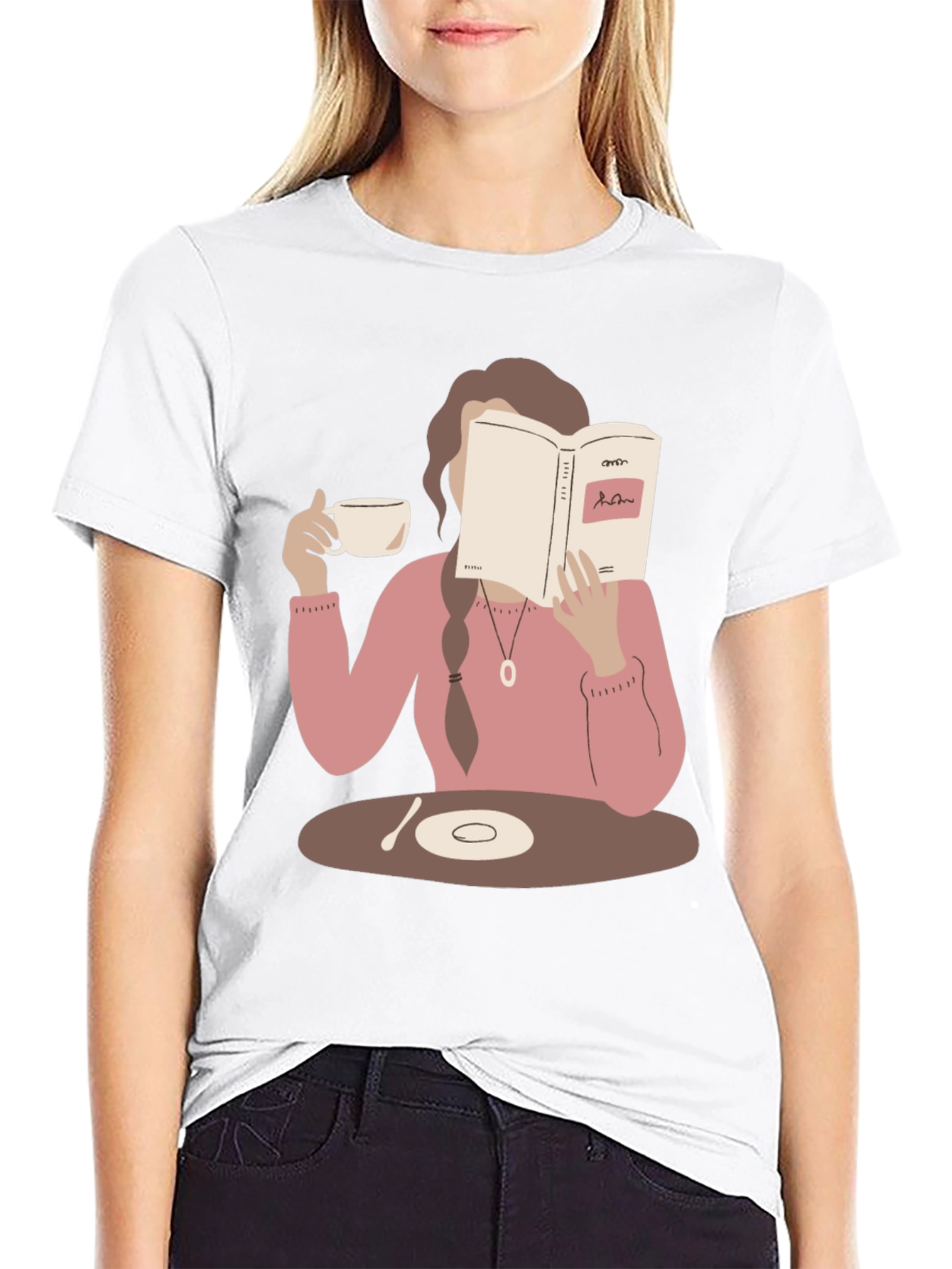 Book Lover Graphic Tee - Coffee & Reading