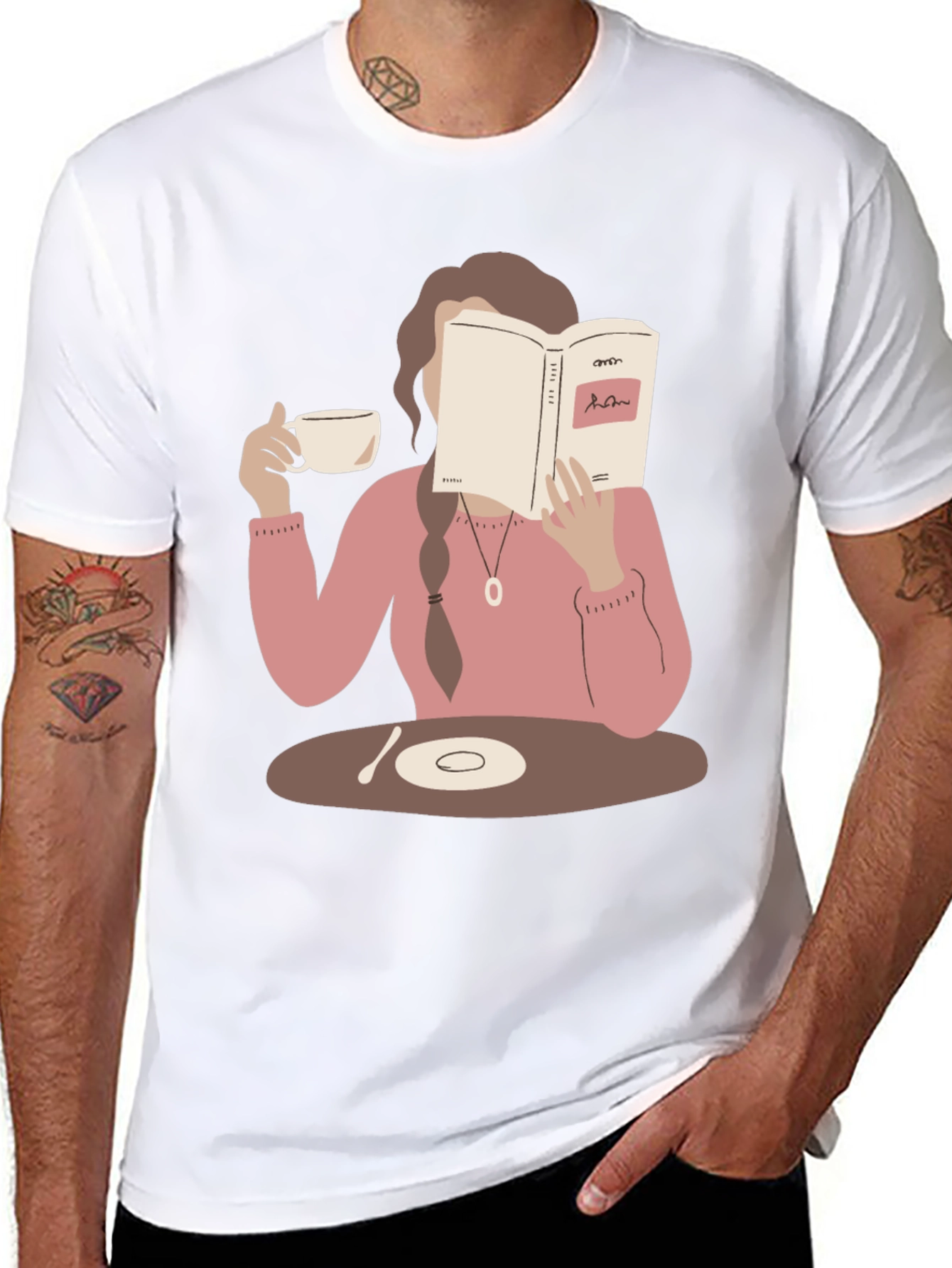 Book Lover Graphic Tee - Coffee & Reading