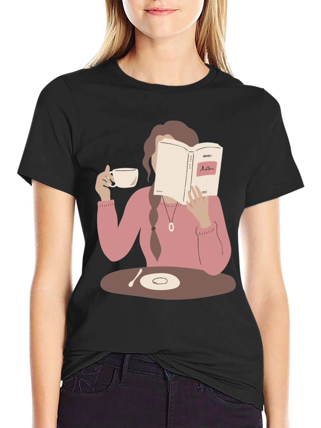 Book Lover Graphic Tee - Coffee & Reading