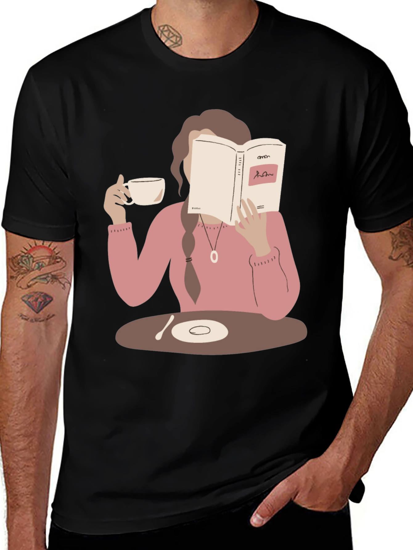 Book Lover Graphic Tee - Coffee & Reading