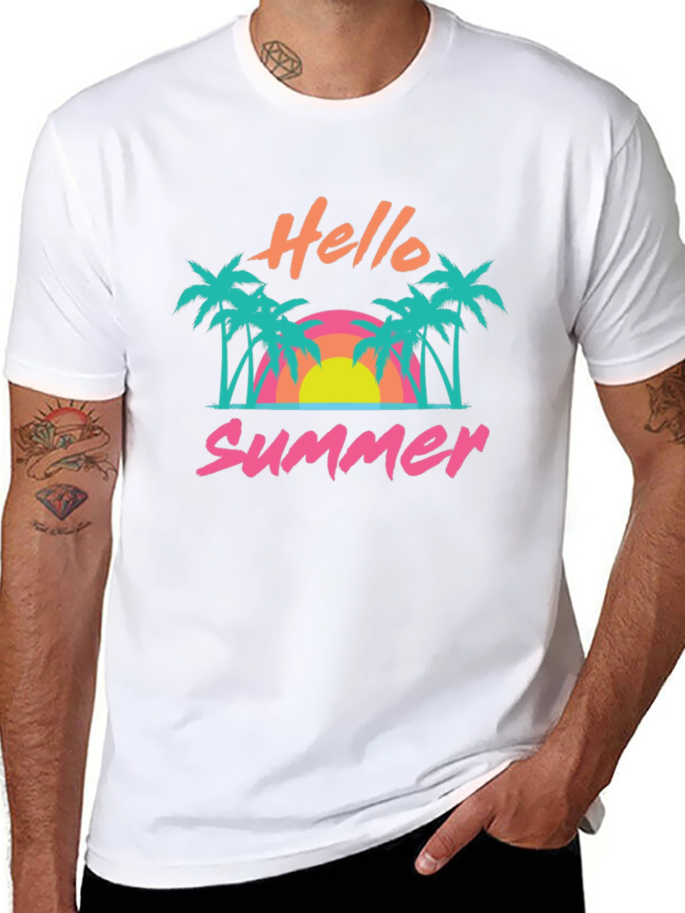 Hello Summer Graphic T-Shirt - Black