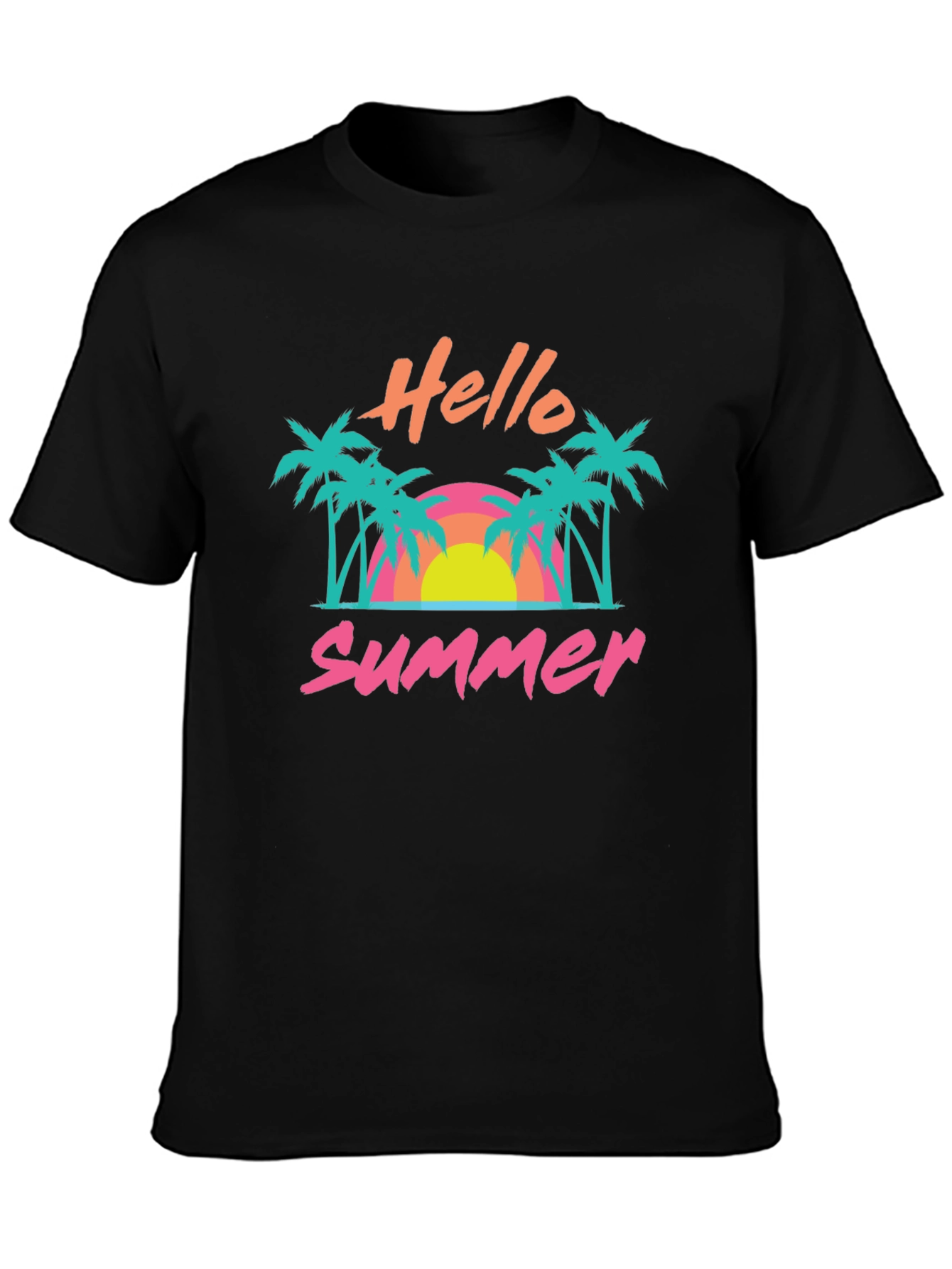 Hello Summer Graphic T-Shirt - Black