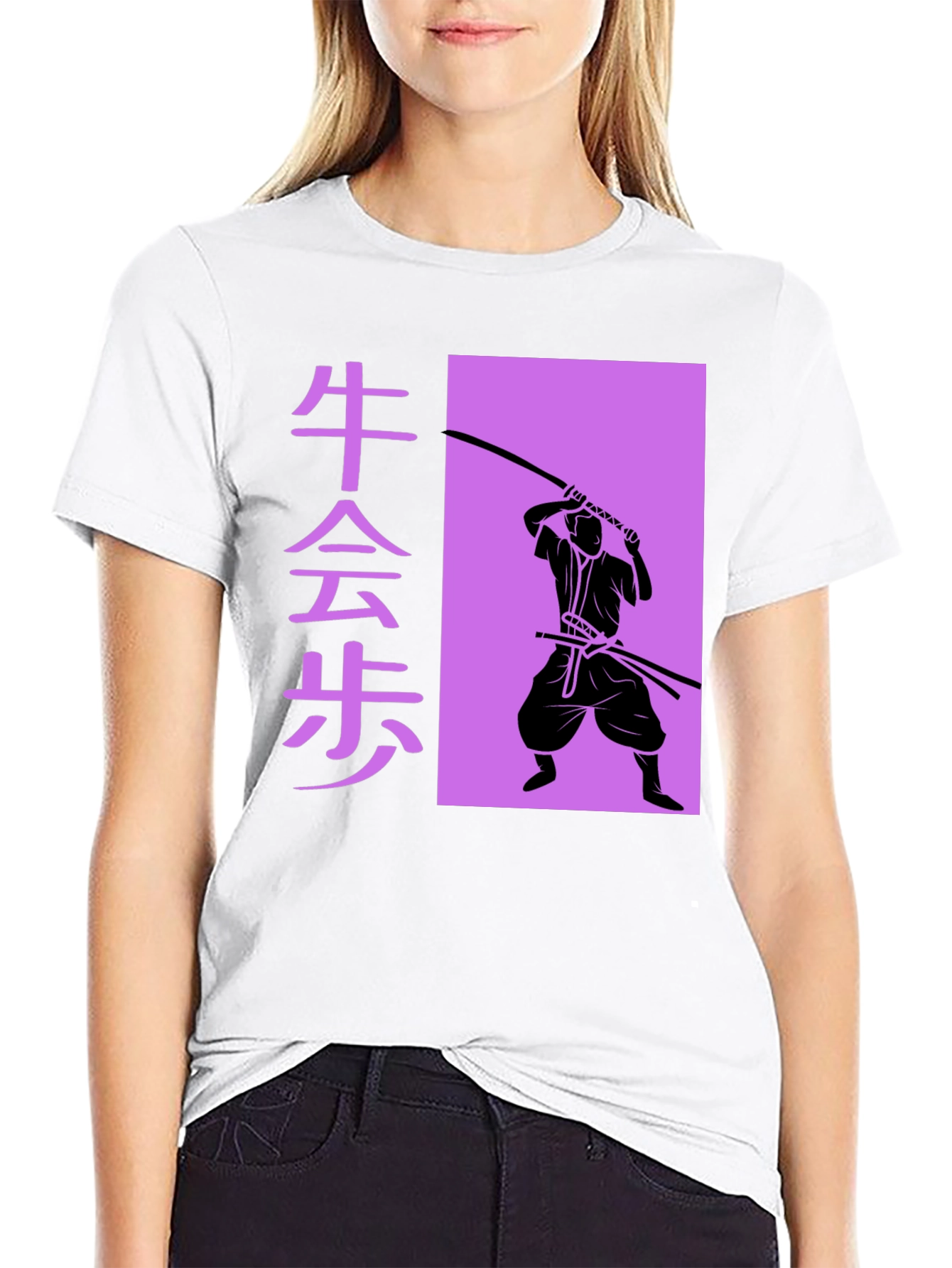 Samurai Silhouette Graphic Tee - Black