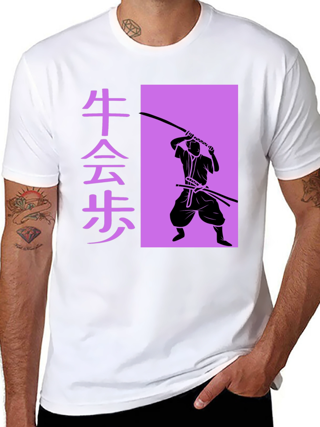 Samurai Silhouette Graphic Tee - Black