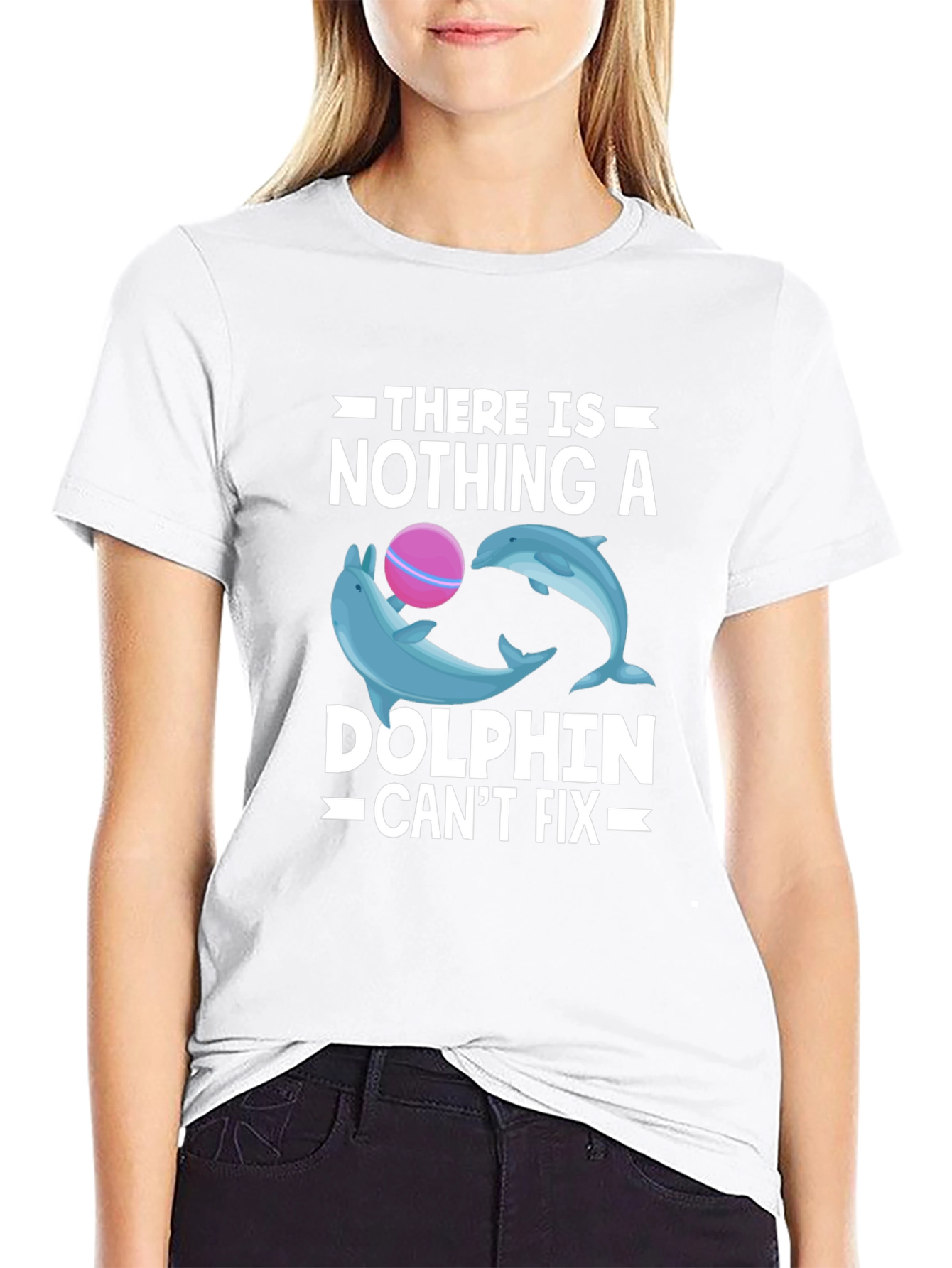 Dolphin Fix T-Shirt - Black Cotton Graphic Tee