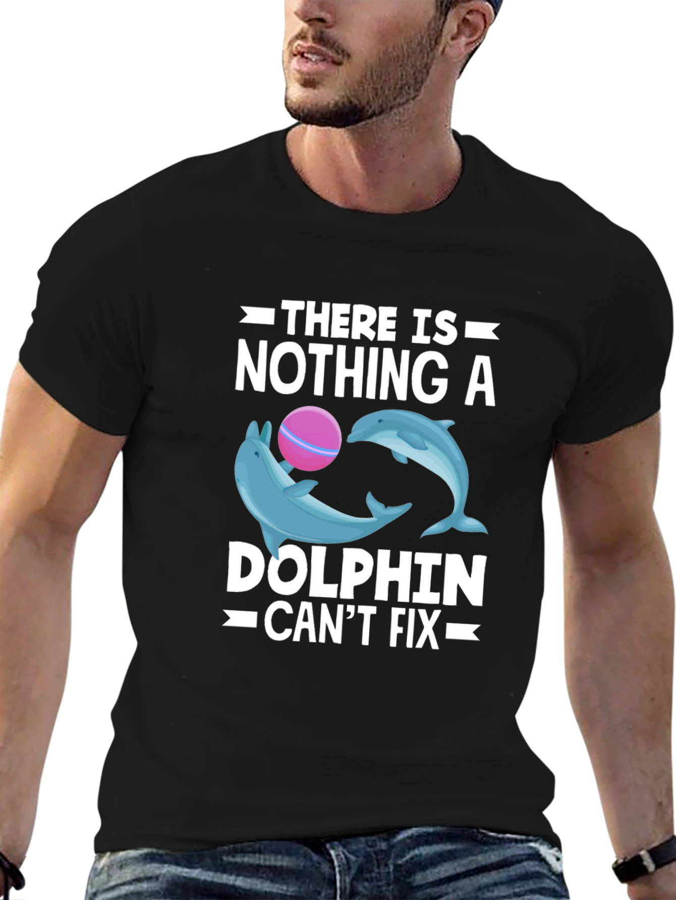 Dolphin Fix T-Shirt - Black Cotton Graphic Tee