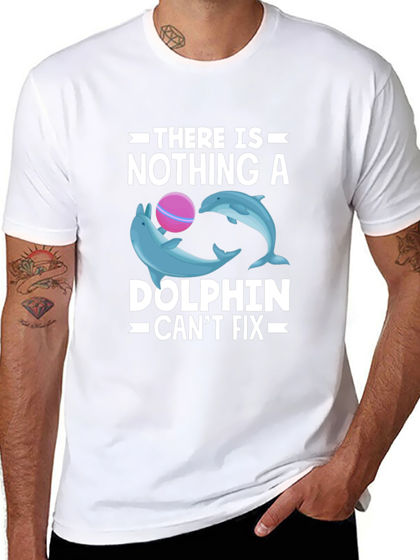 Dolphin Fix T-Shirt - Black Cotton Graphic Tee
