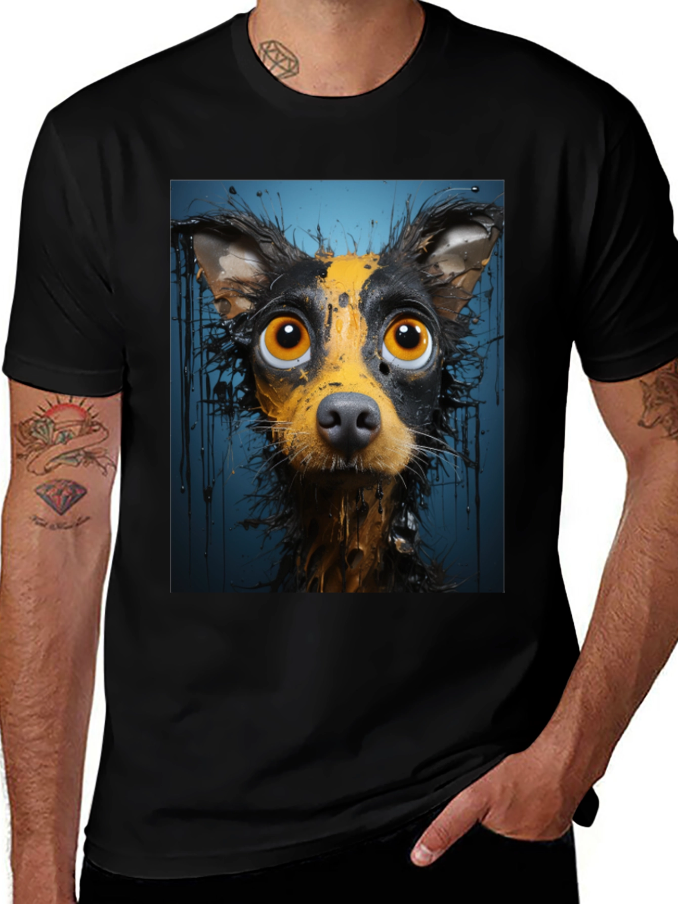 Dog Art Graphic Tee - Quirky Pet Lover T-Shirt