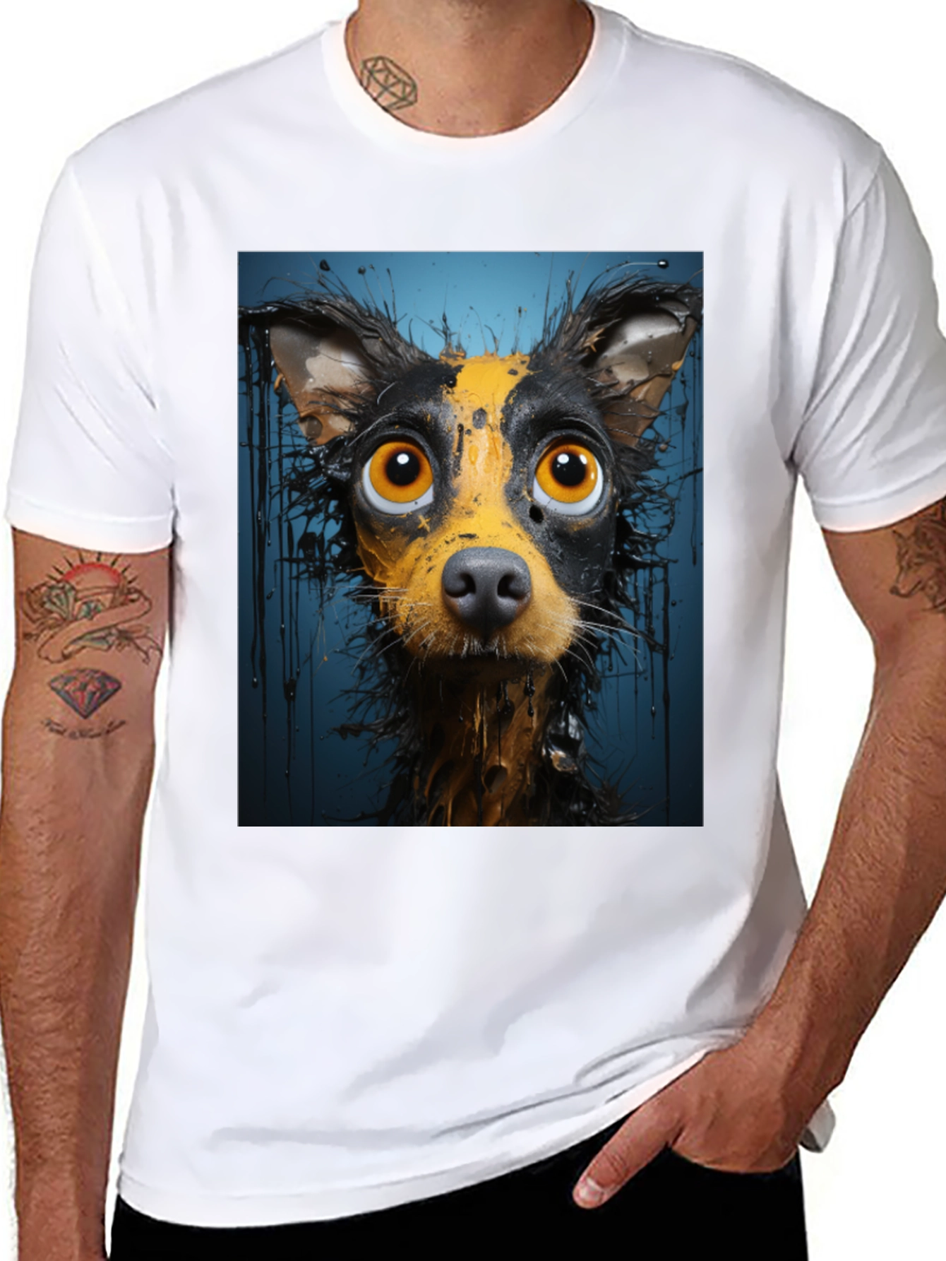 Dog Art Graphic Tee - Quirky Pet Lover T-Shirt