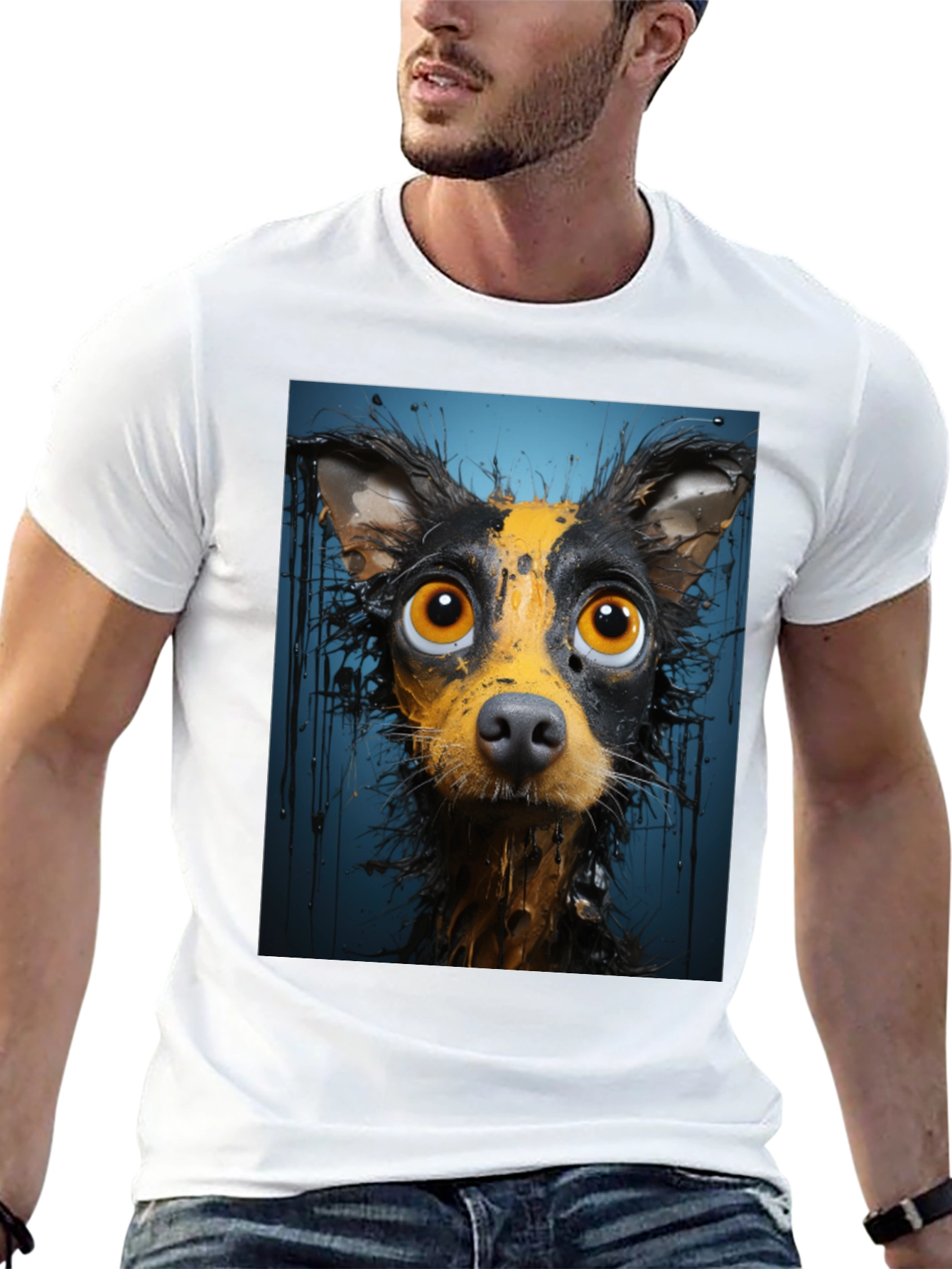 Dog Art Graphic Tee - Quirky Pet Lover T-Shirt