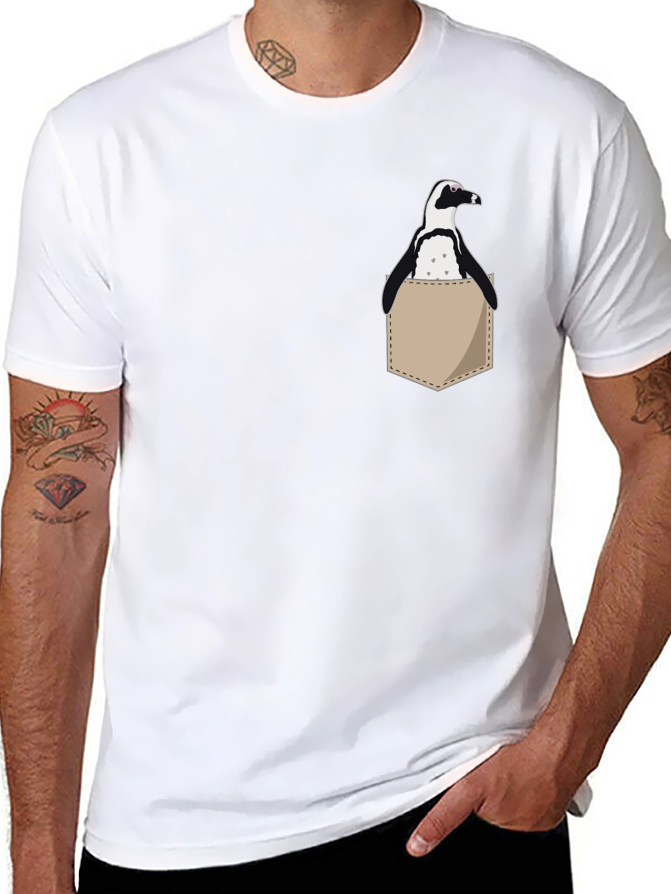Penguin Pocket Tee - Casual Black Cotton T-Shirt