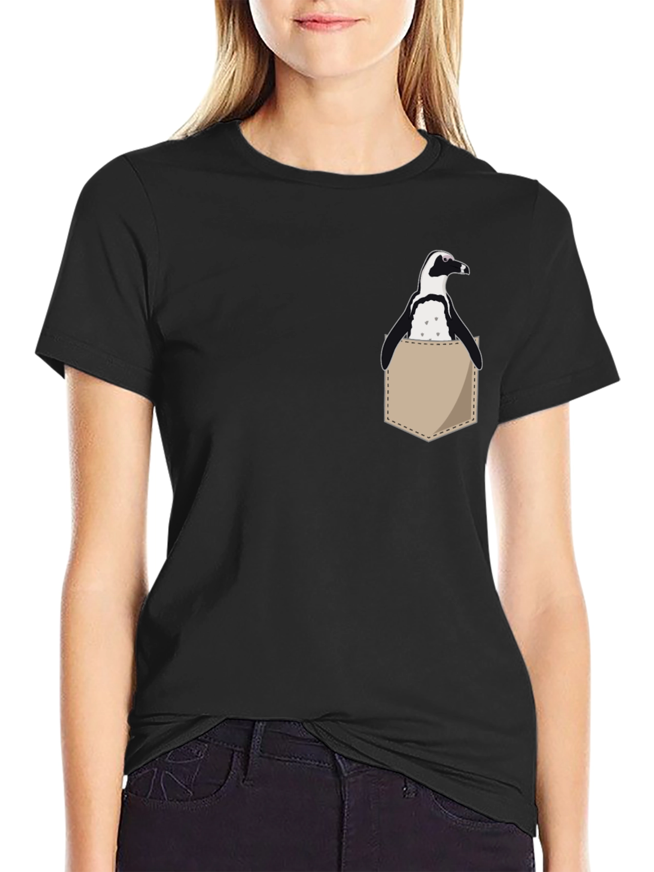 Penguin Pocket Tee - Casual Black Cotton T-Shirt