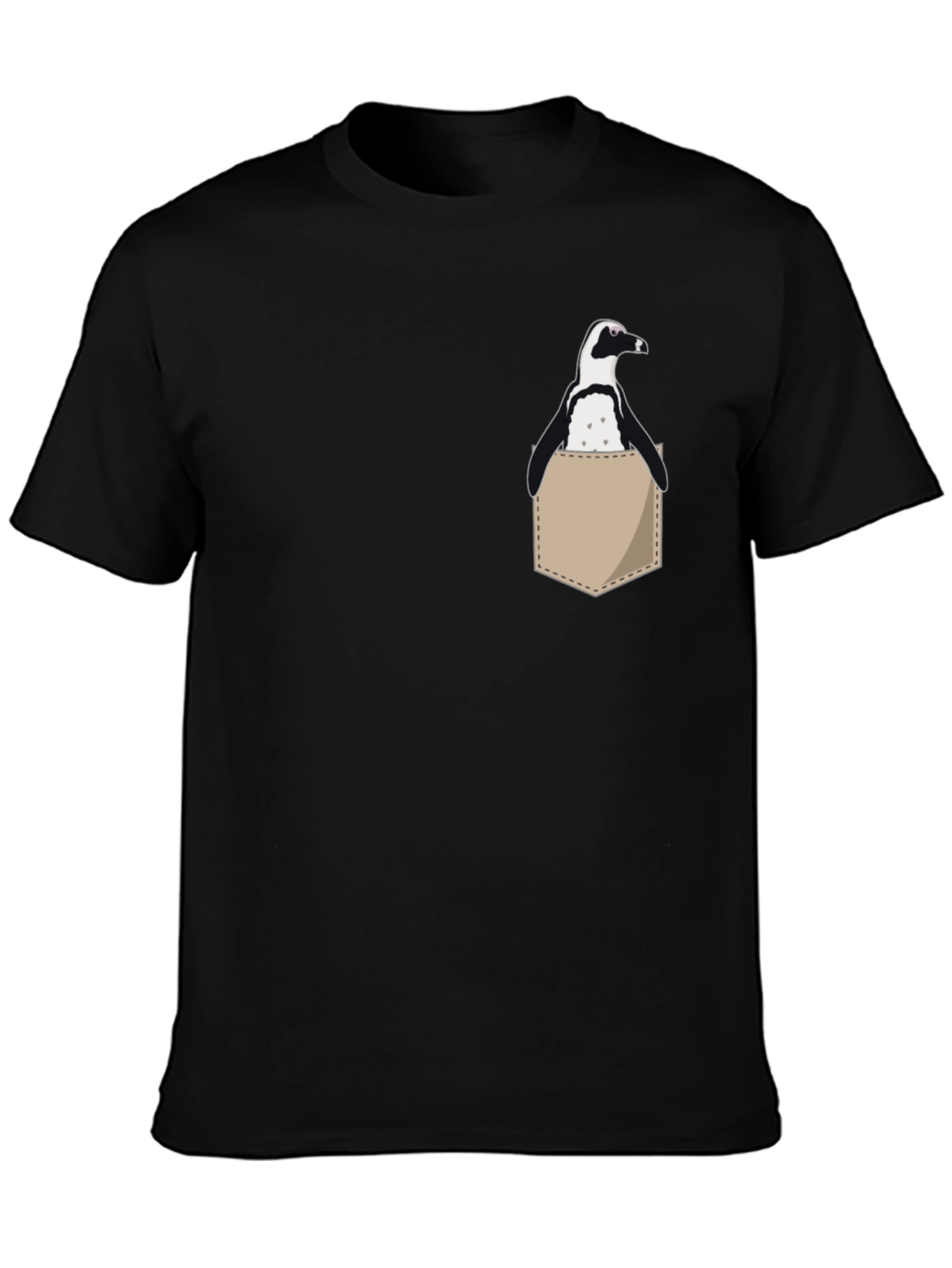 Penguin Pocket Tee - Casual Black Cotton T-Shirt