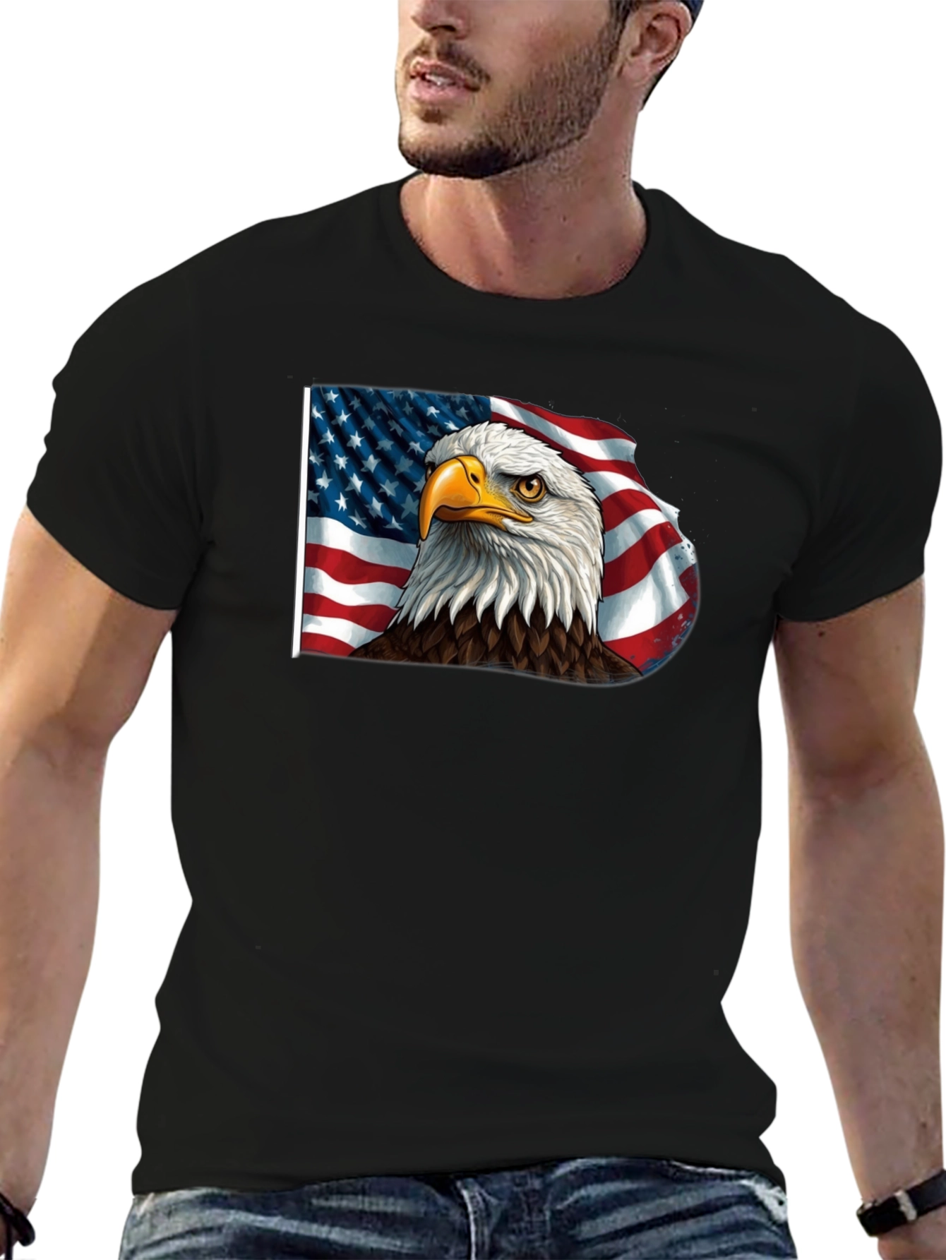 American Eagle Flag Graphic Tee - Patriotic Style