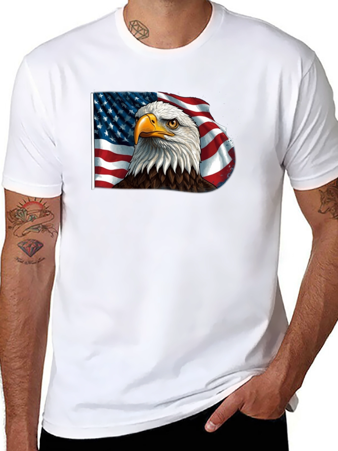 American Eagle Flag Graphic Tee - Patriotic Style