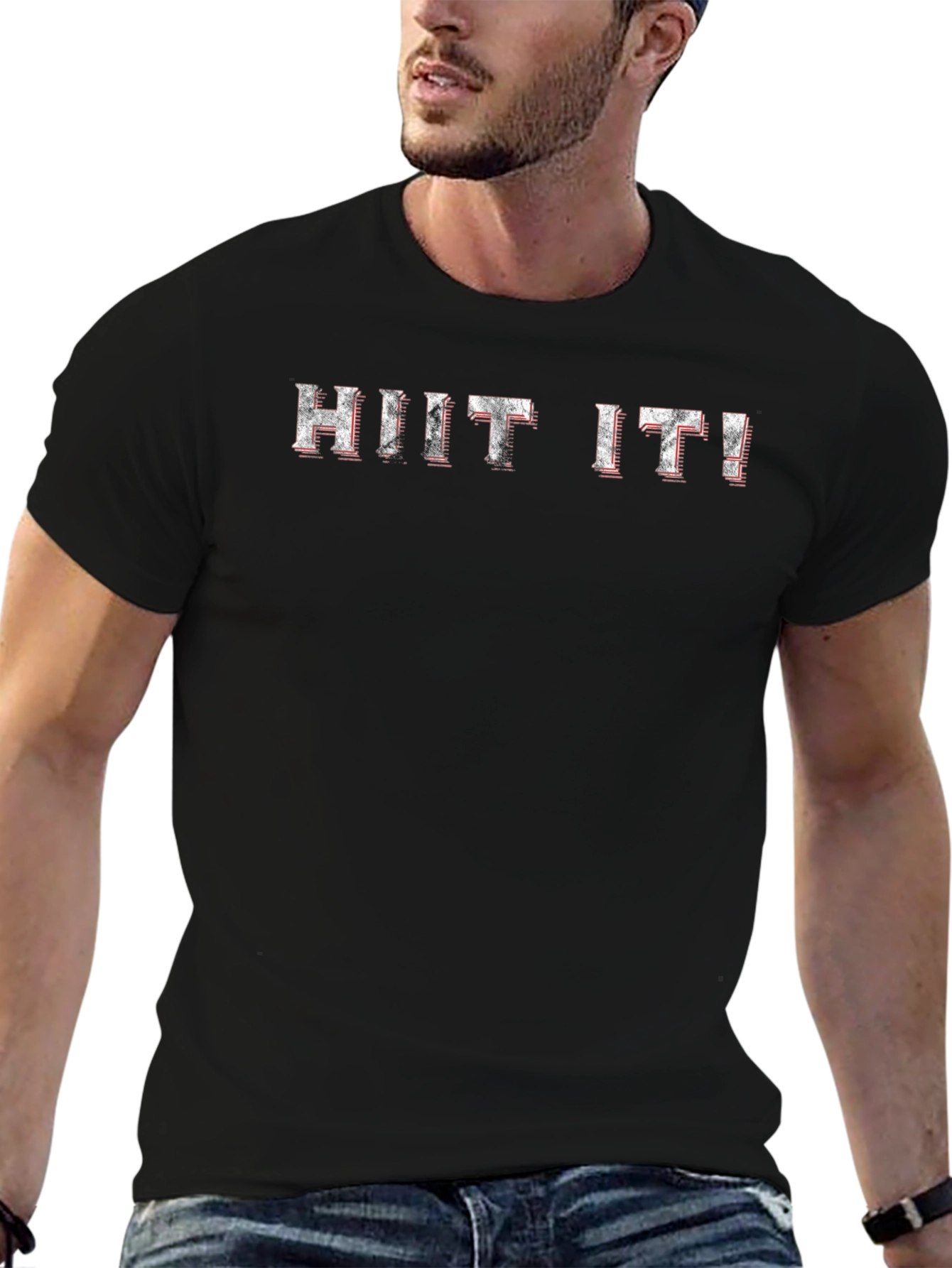 Mens HIT IT! Graphic Print Black T-Shirt