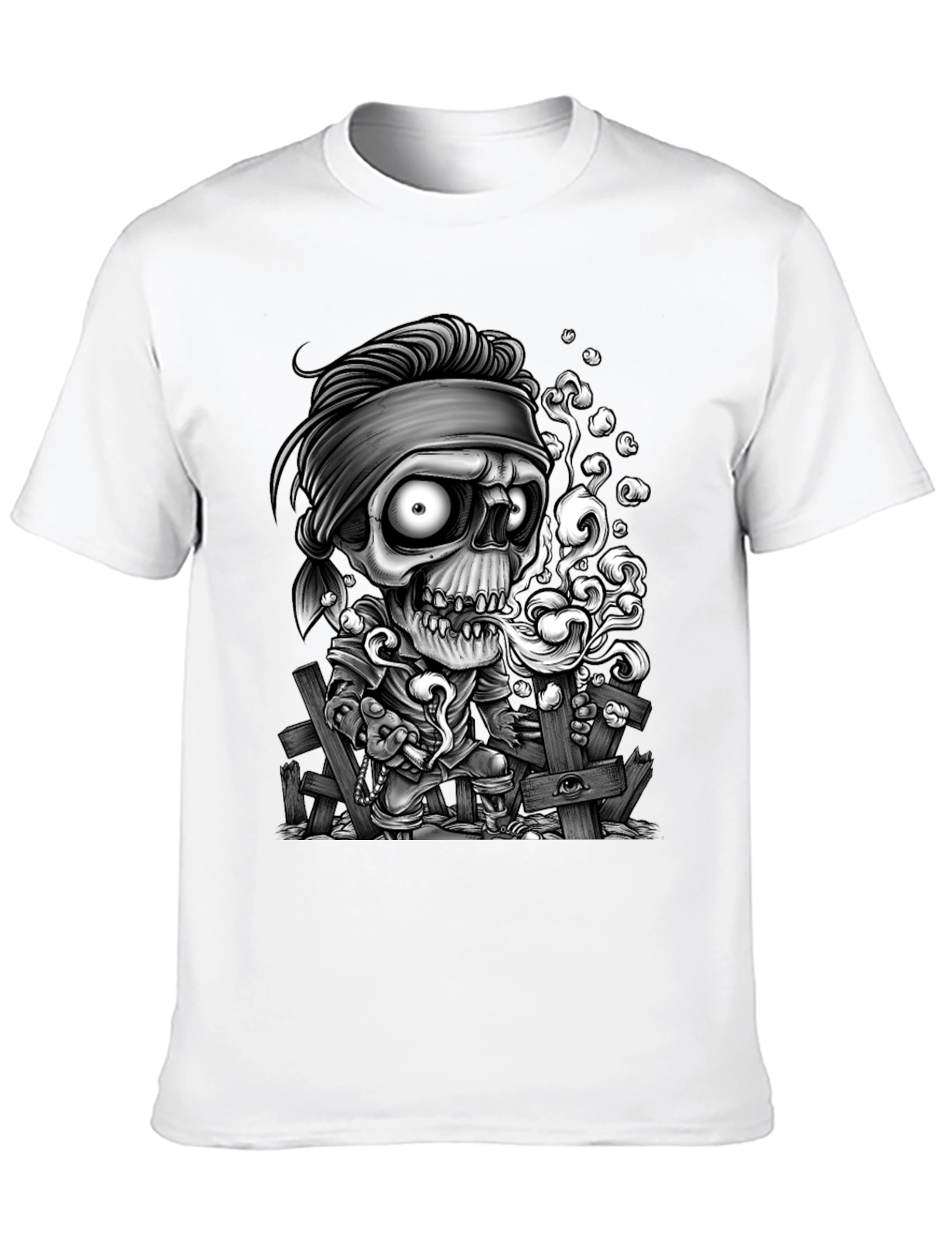 Zombie Cartoon Graphic Black T-Shirt