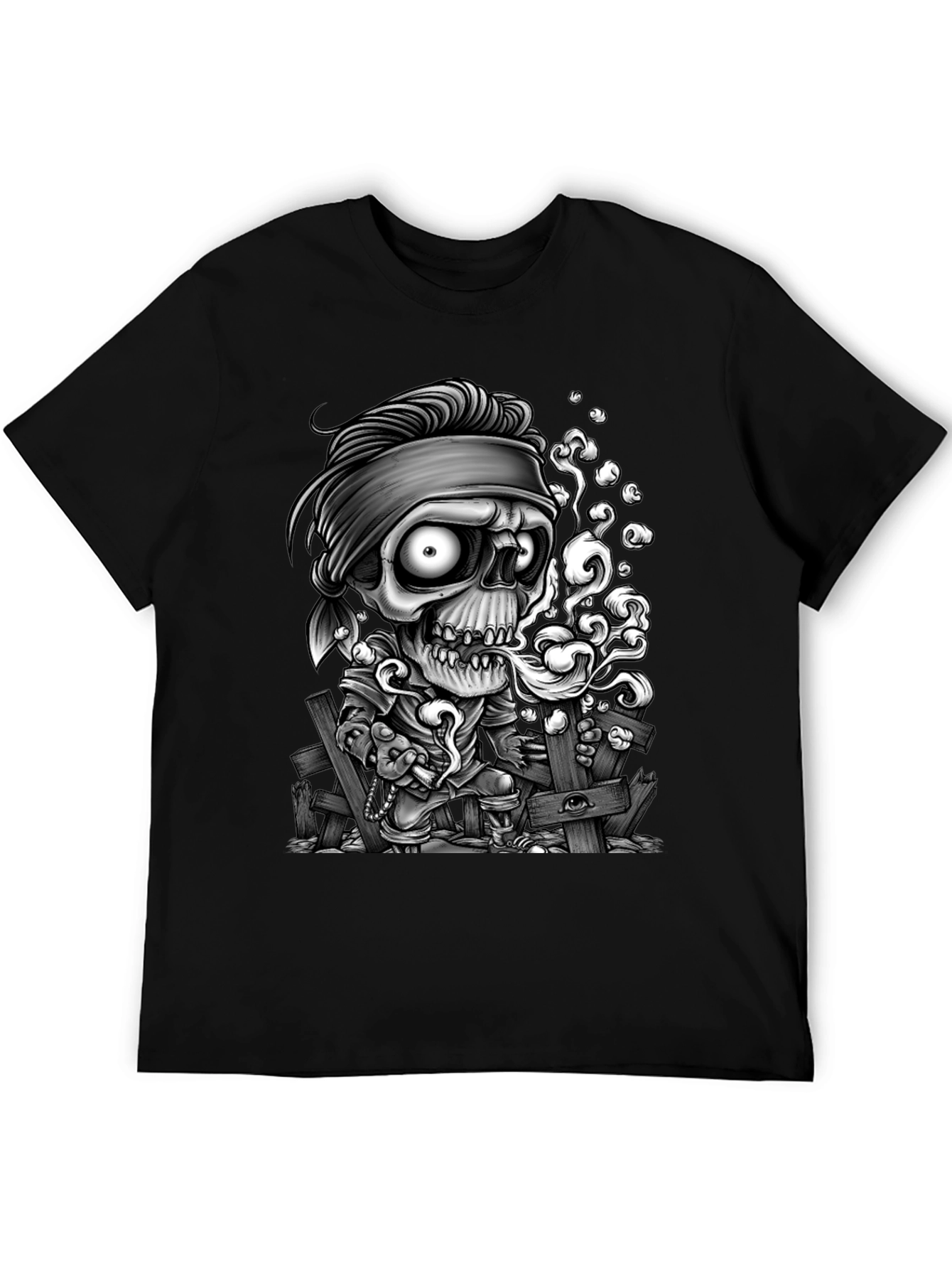 Zombie Cartoon Graphic Black T-Shirt