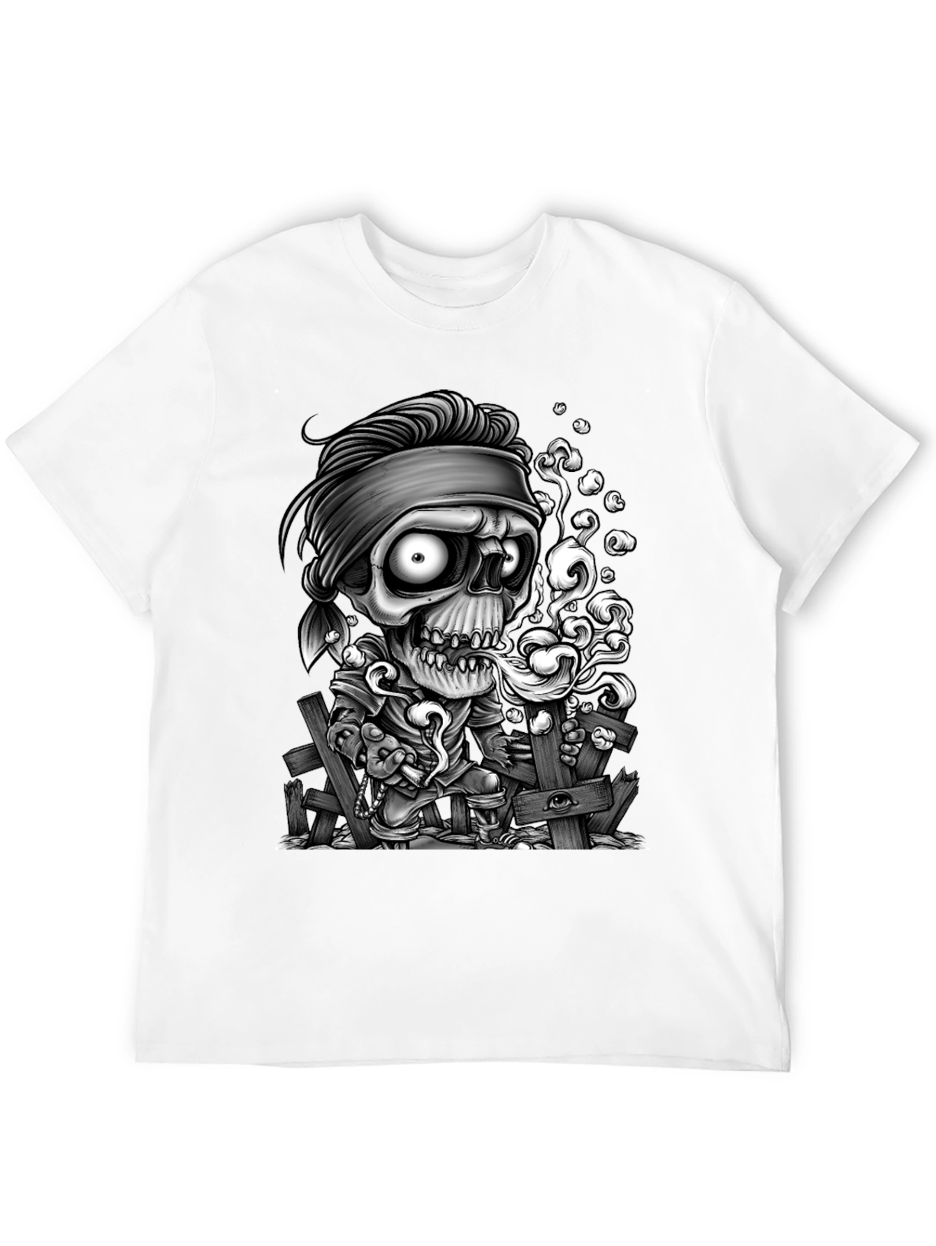 Zombie Cartoon Graphic Black T-Shirt