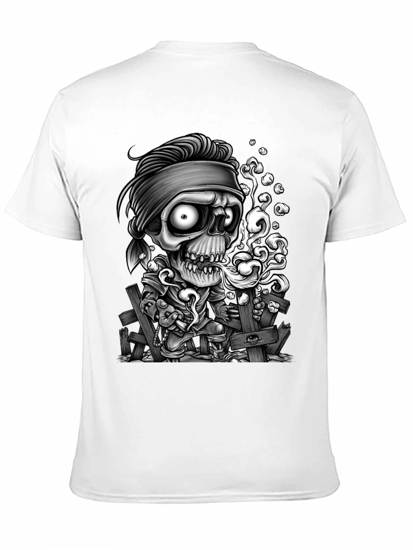 Zombie Cartoon Graphic Black T-Shirt