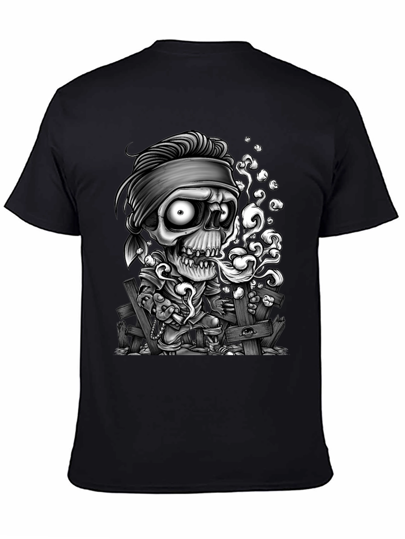 Zombie Cartoon Graphic Black T-Shirt