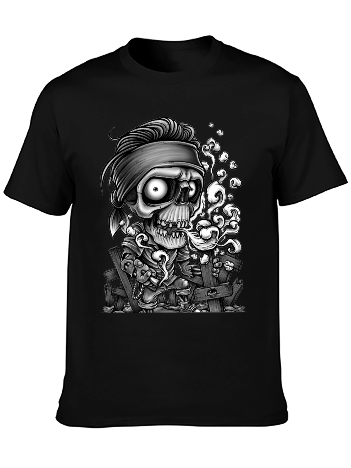 Zombie Cartoon Graphic Black T-Shirt