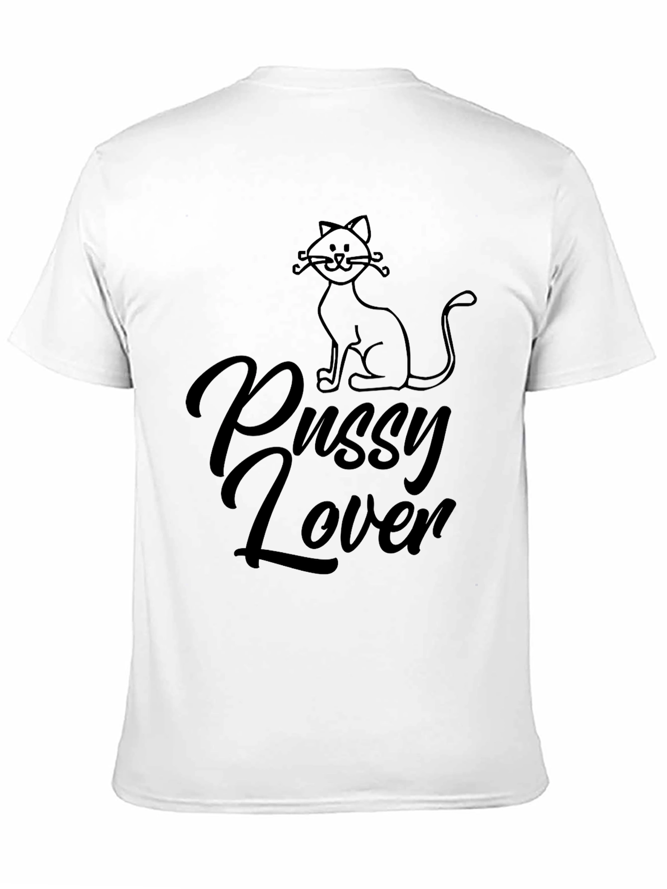 Pussy Lover Cat Graphic T-Shirt - Black
