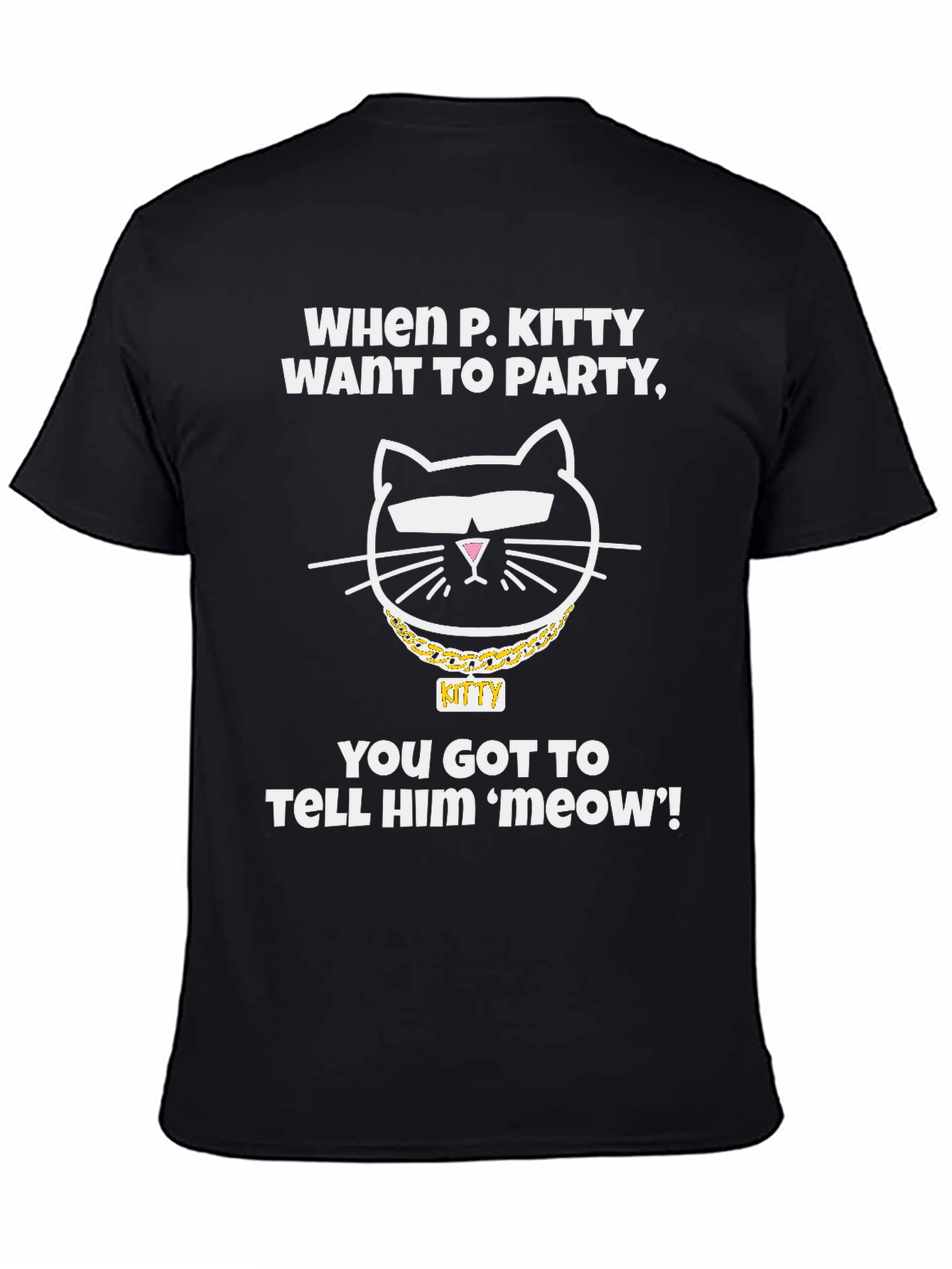 P. Kitty Party T-Shirt -  Mens Black Cotton Tee