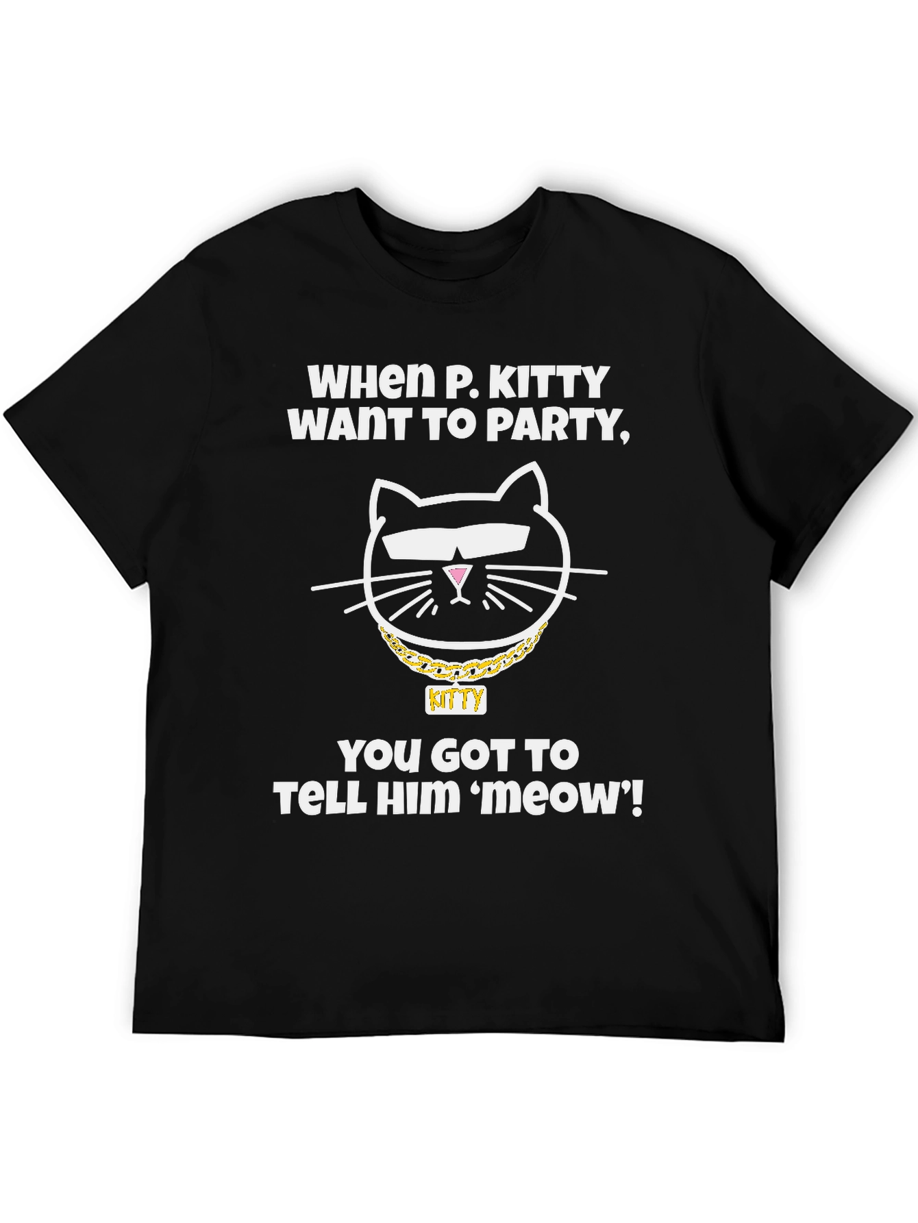 P. Kitty Party T-Shirt -  Mens Black Cotton Tee