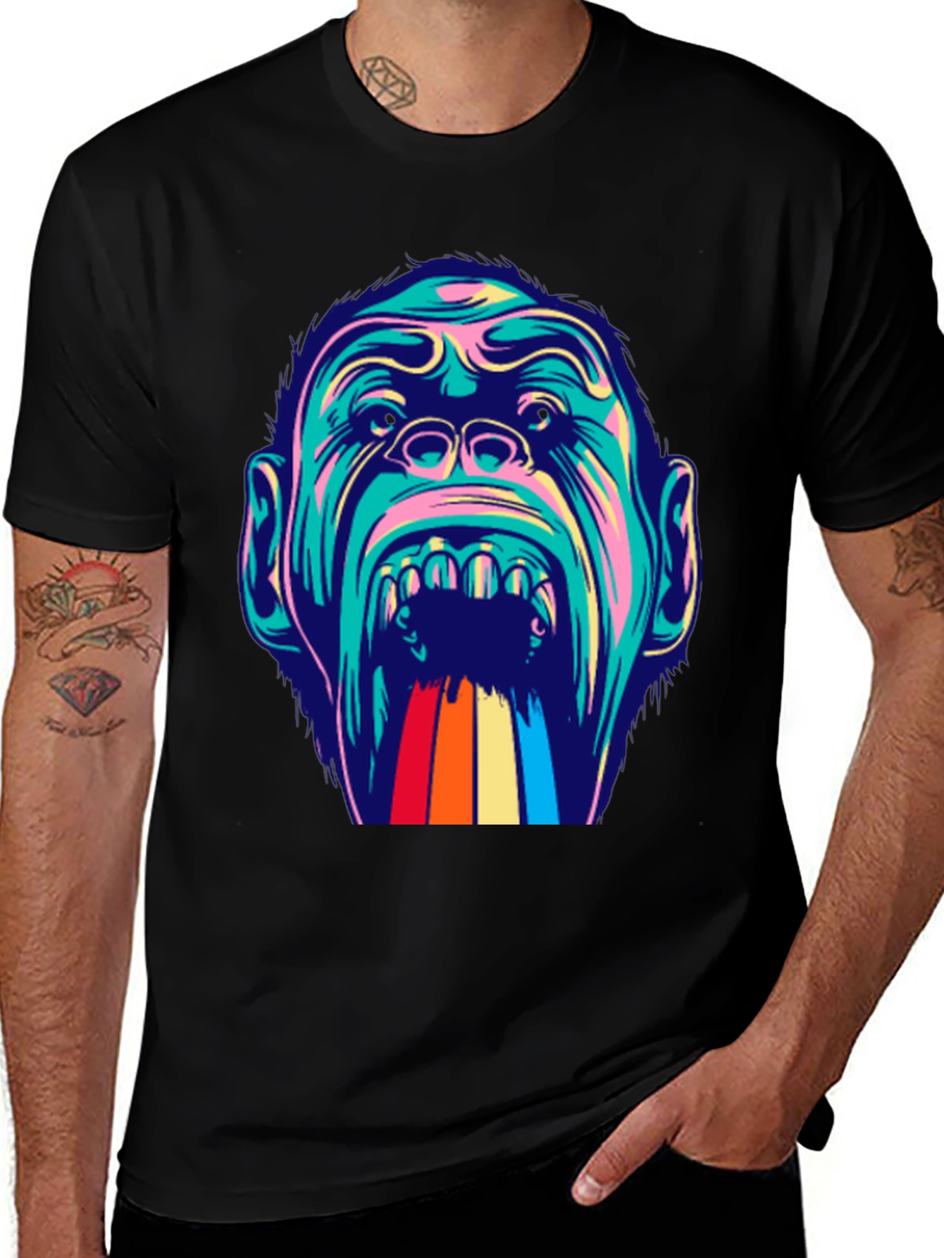 Psychedelic Gorilla Graphic T-Shirt