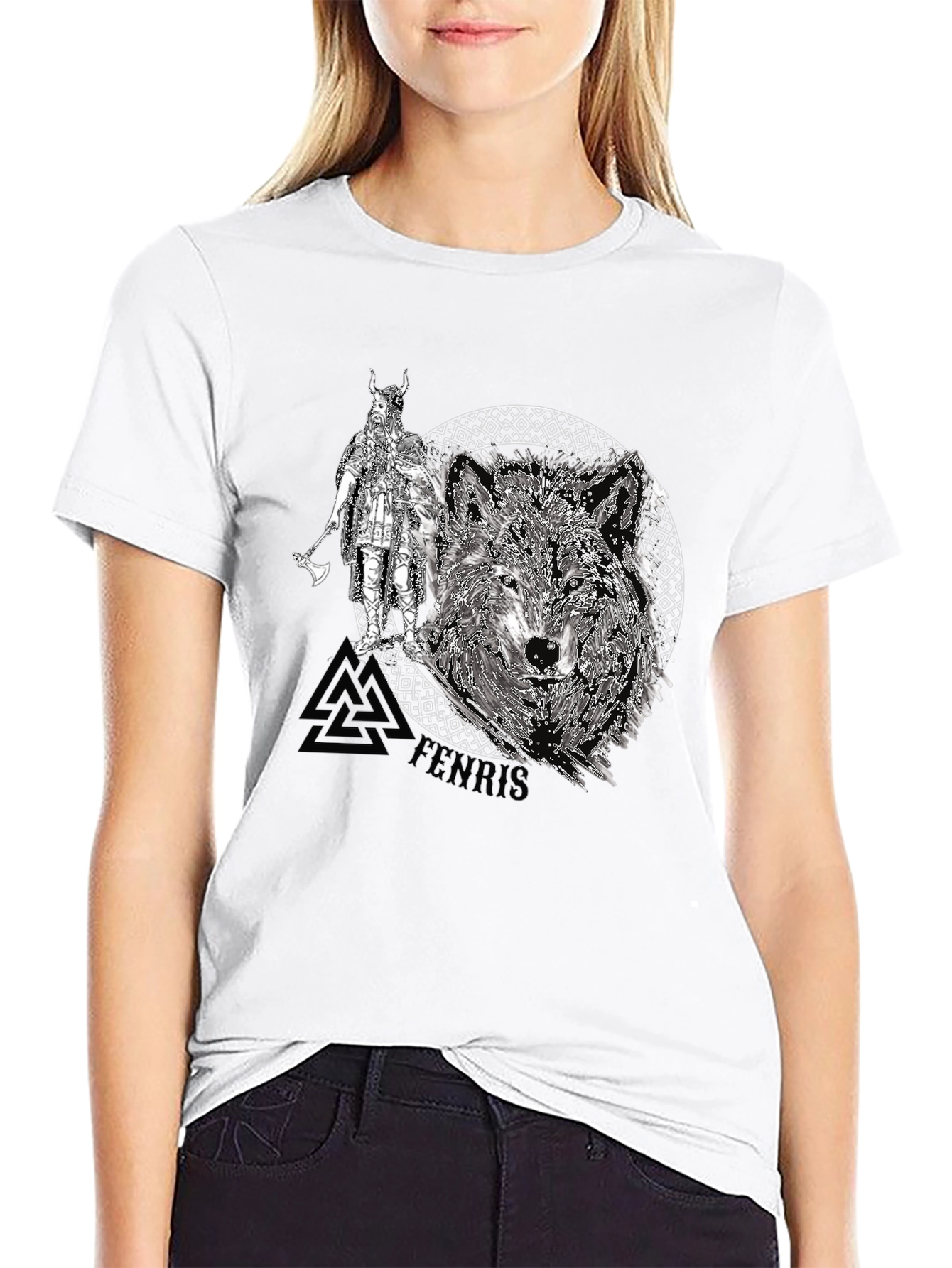 Viking Wolf Graphic Tee - Black