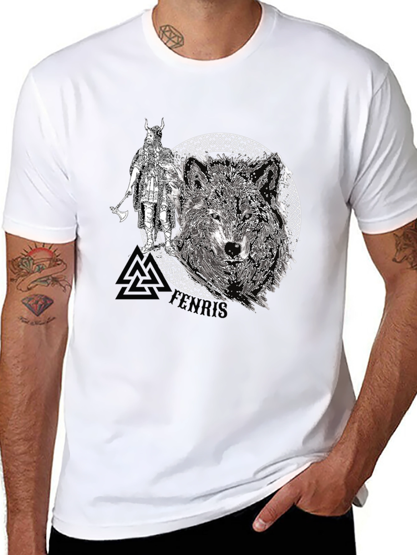 Viking Wolf Graphic Tee - Black