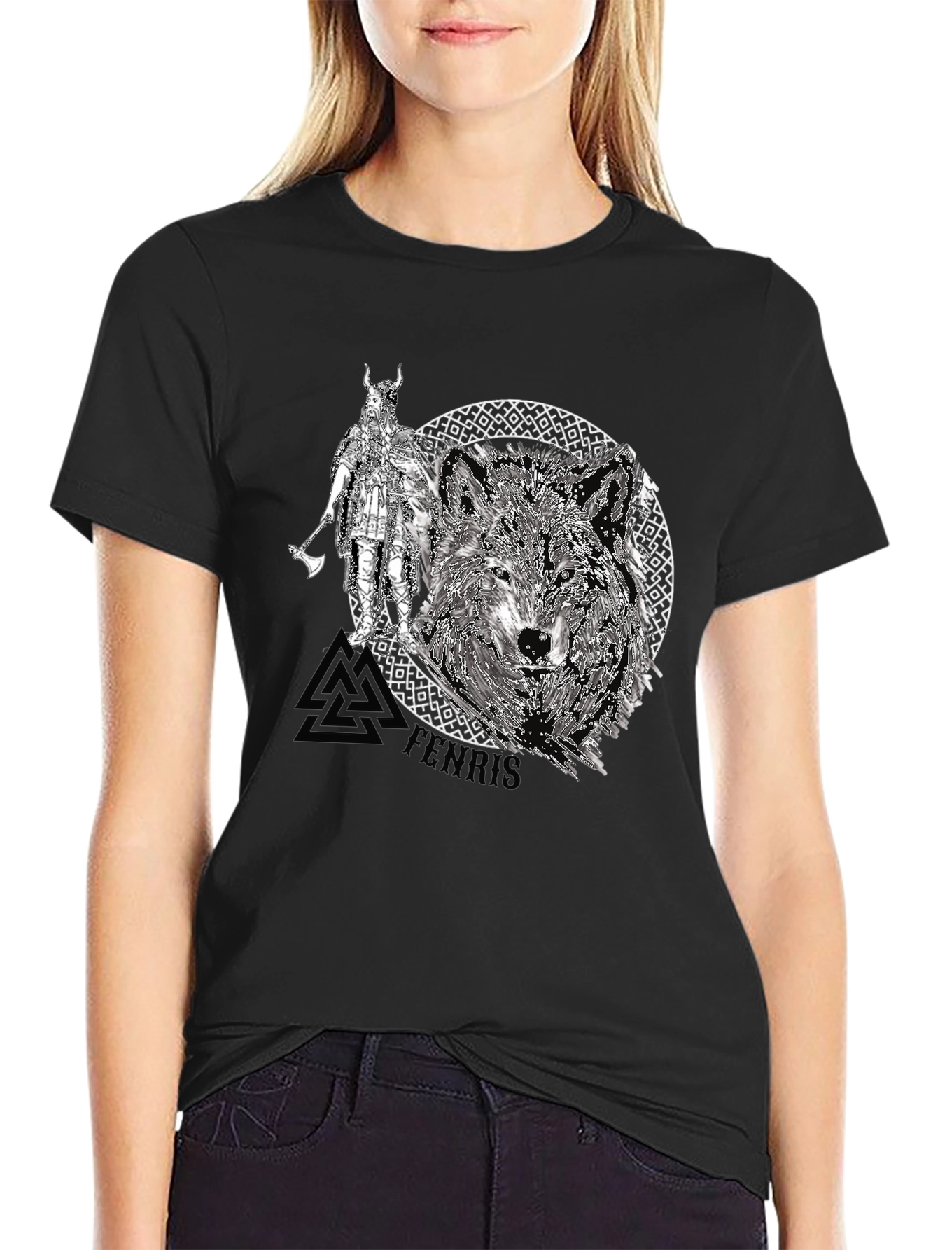 Viking Wolf Graphic Tee - Black