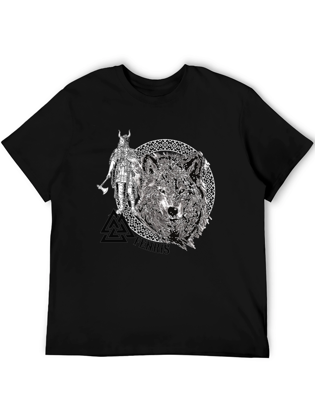 Viking Wolf Graphic Tee - Black