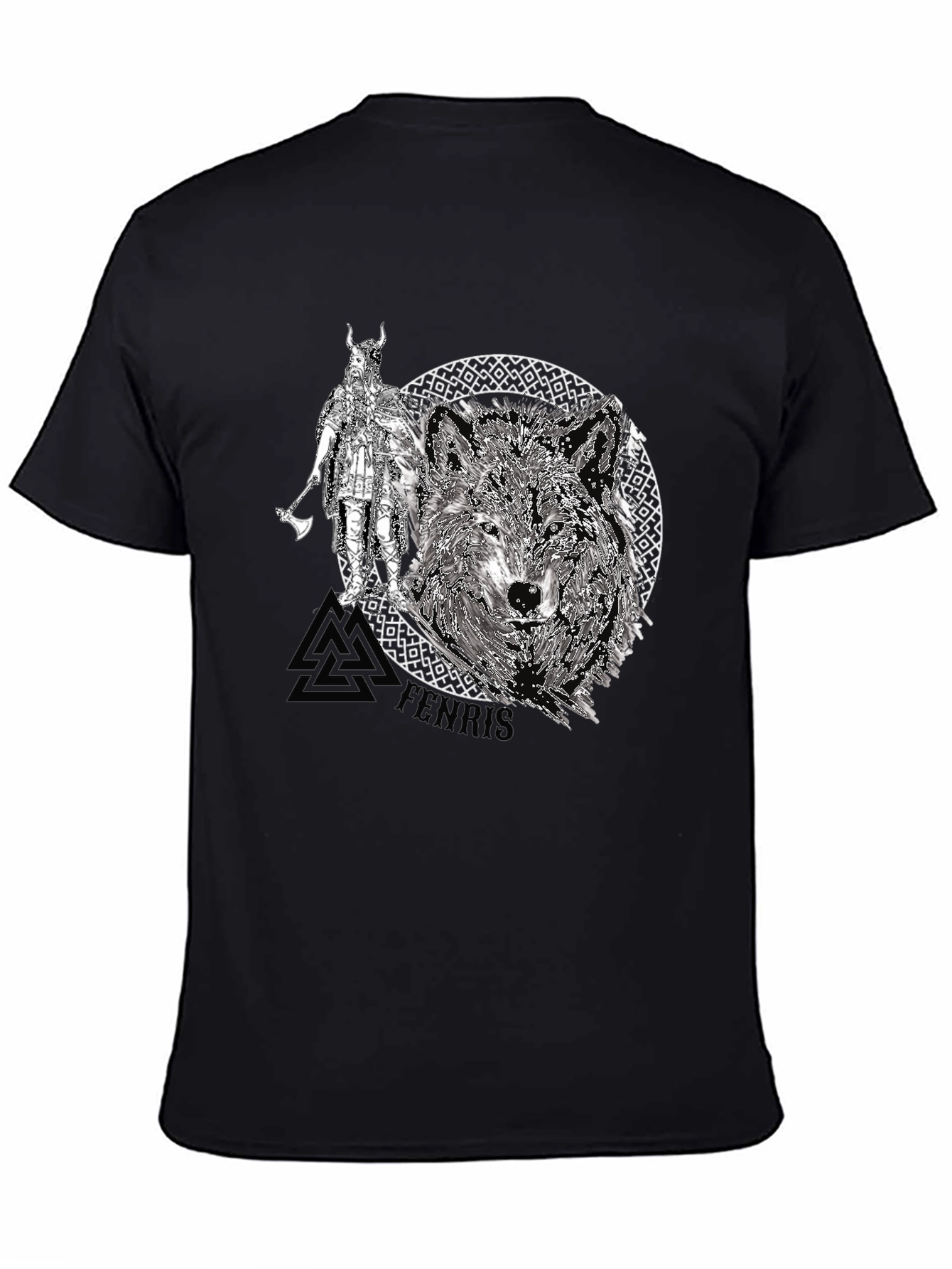 Viking Wolf Graphic Tee - Black