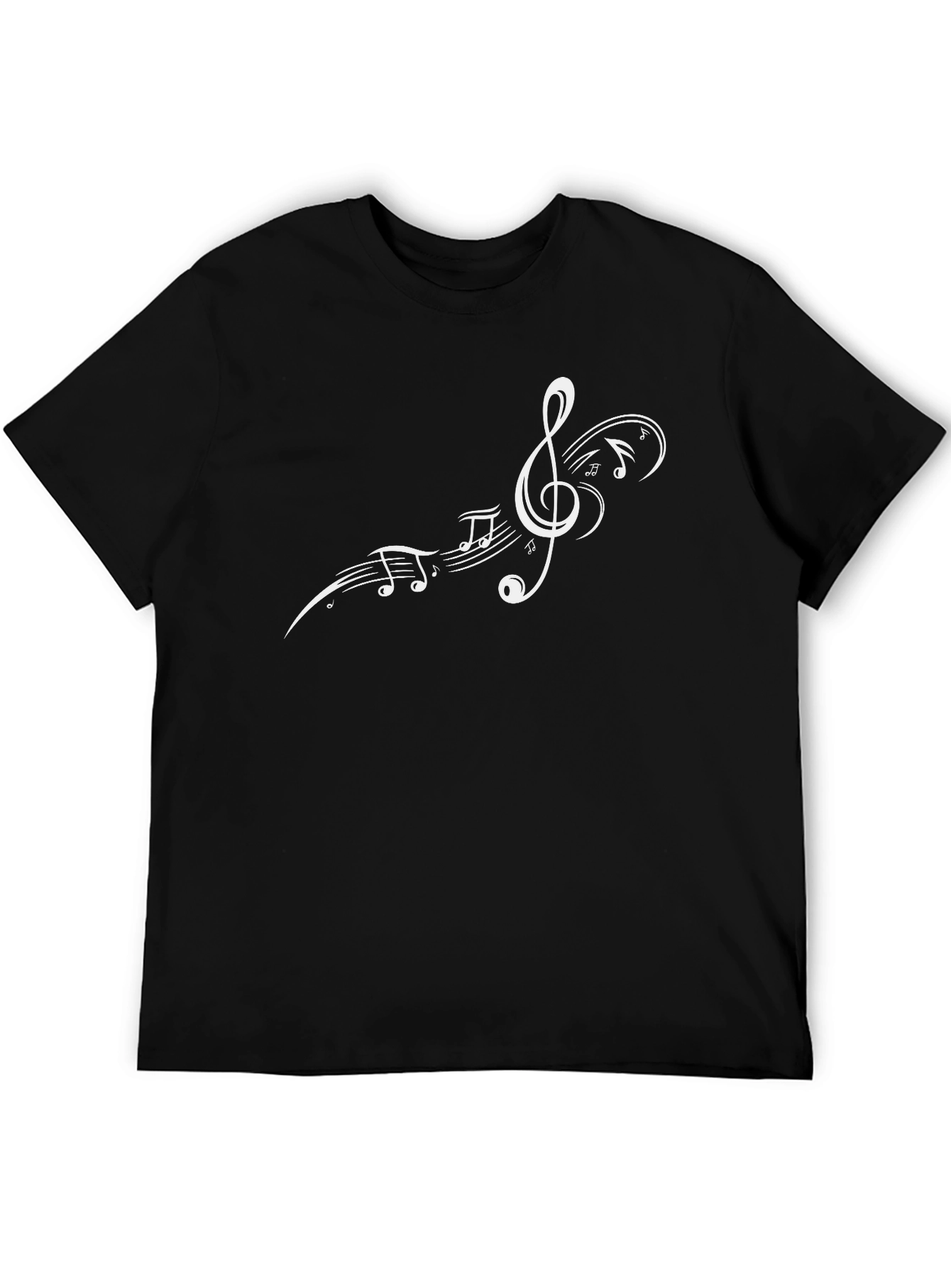 Musical Notes Graphic Black T-Shirt