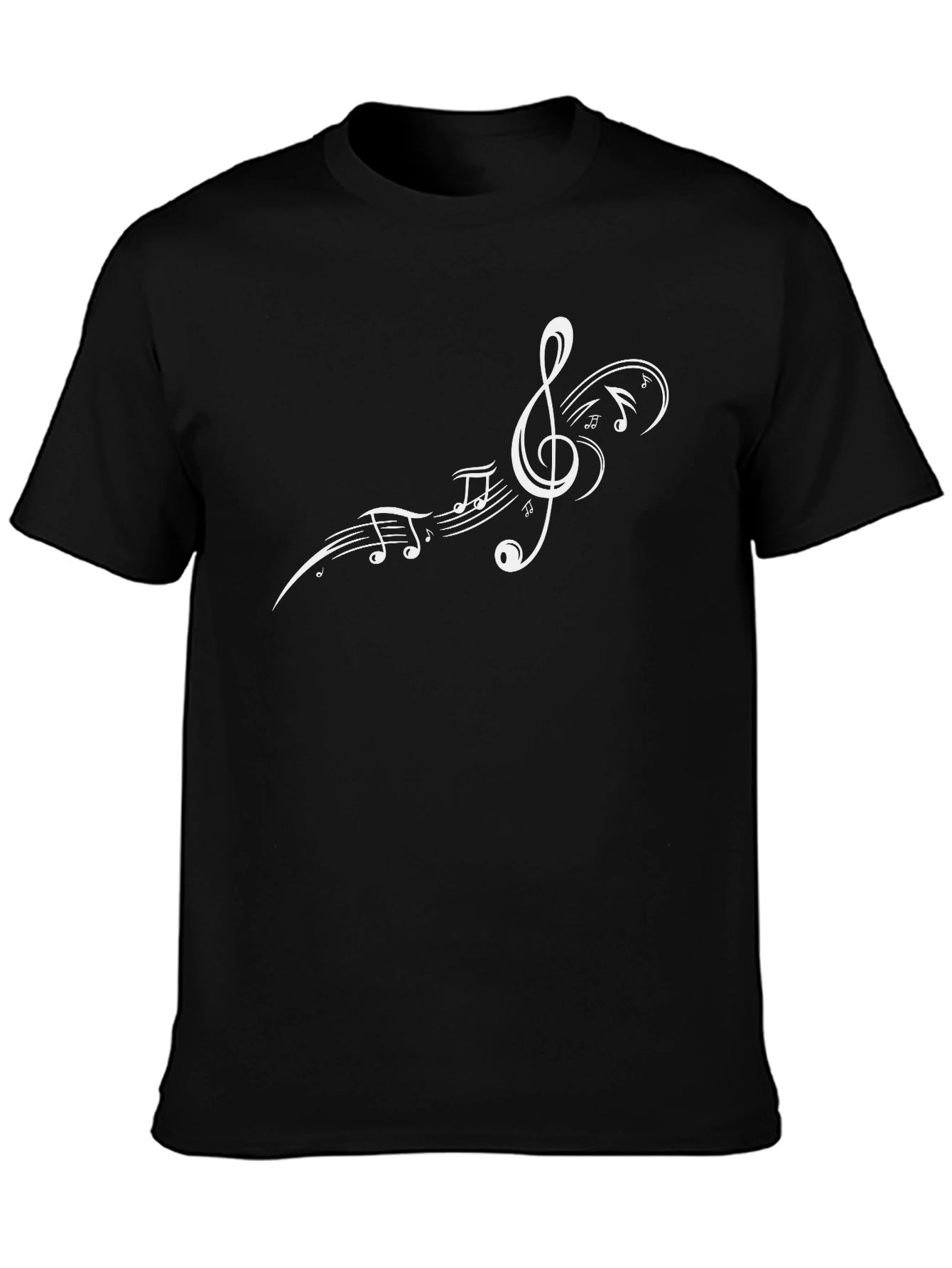 Musical Notes Graphic Black T-Shirt