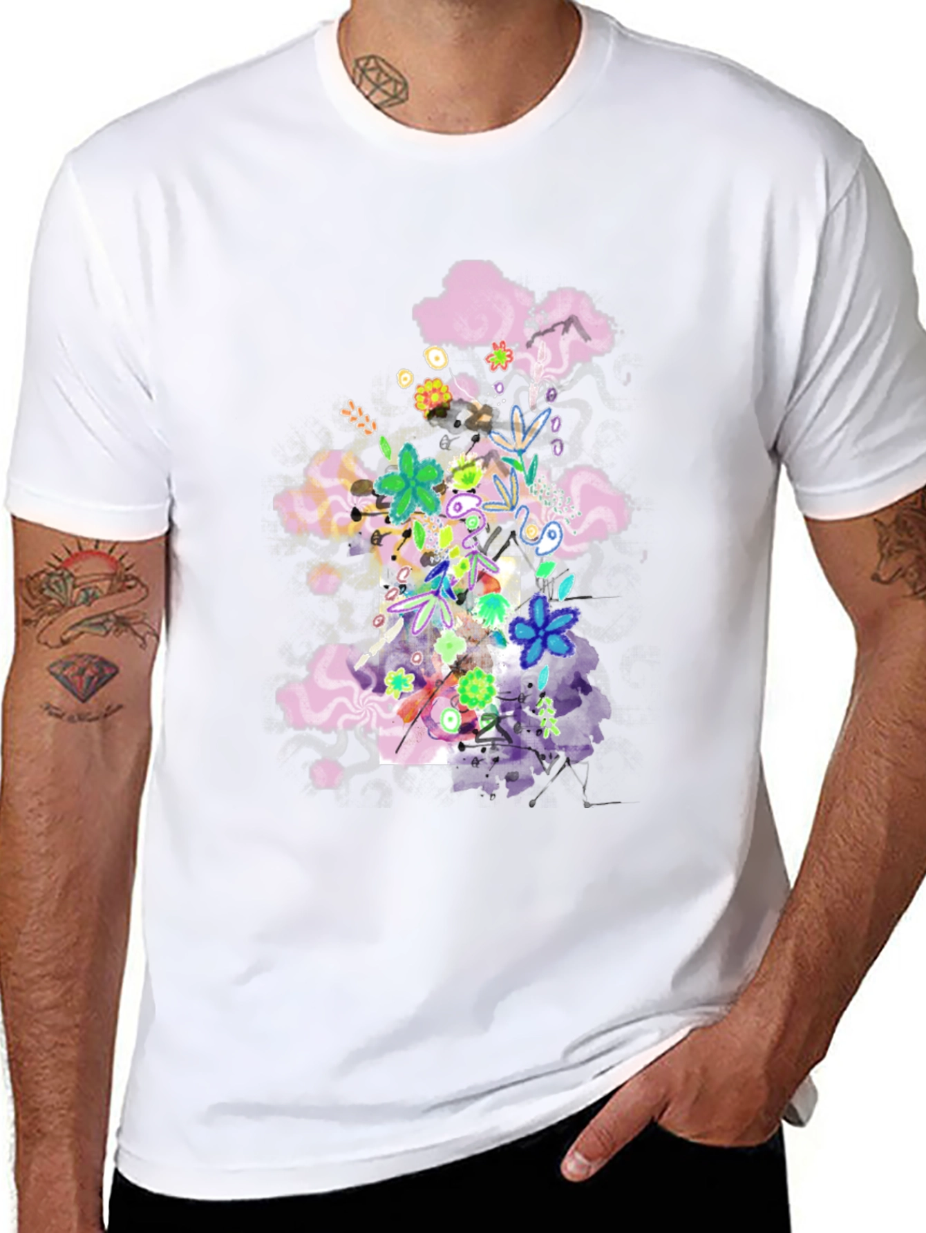 Floral Cloud T-Shirt - Black