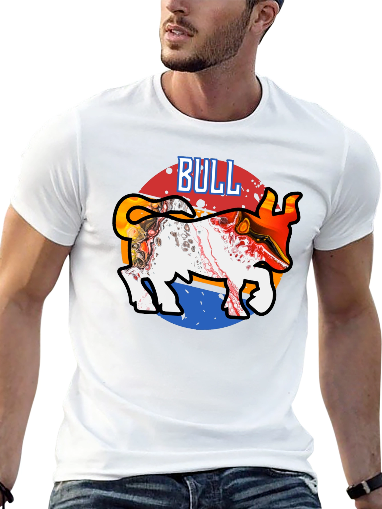 Bull Graphic Tee - Trendy Mens T-Shirt