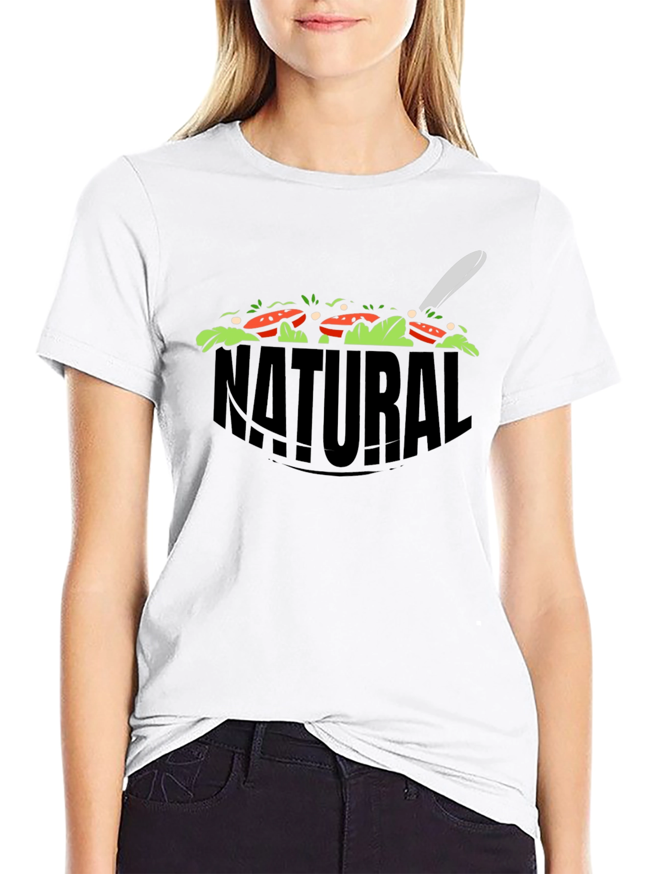 Natural Salad Graphic Tee - Black Cotton T-Shirt
