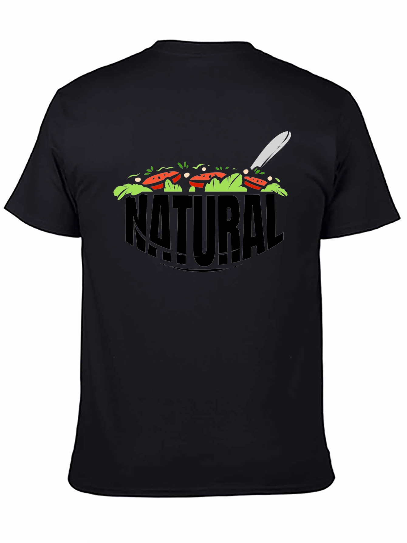 Natural Salad Graphic Tee - Black Cotton T-Shirt